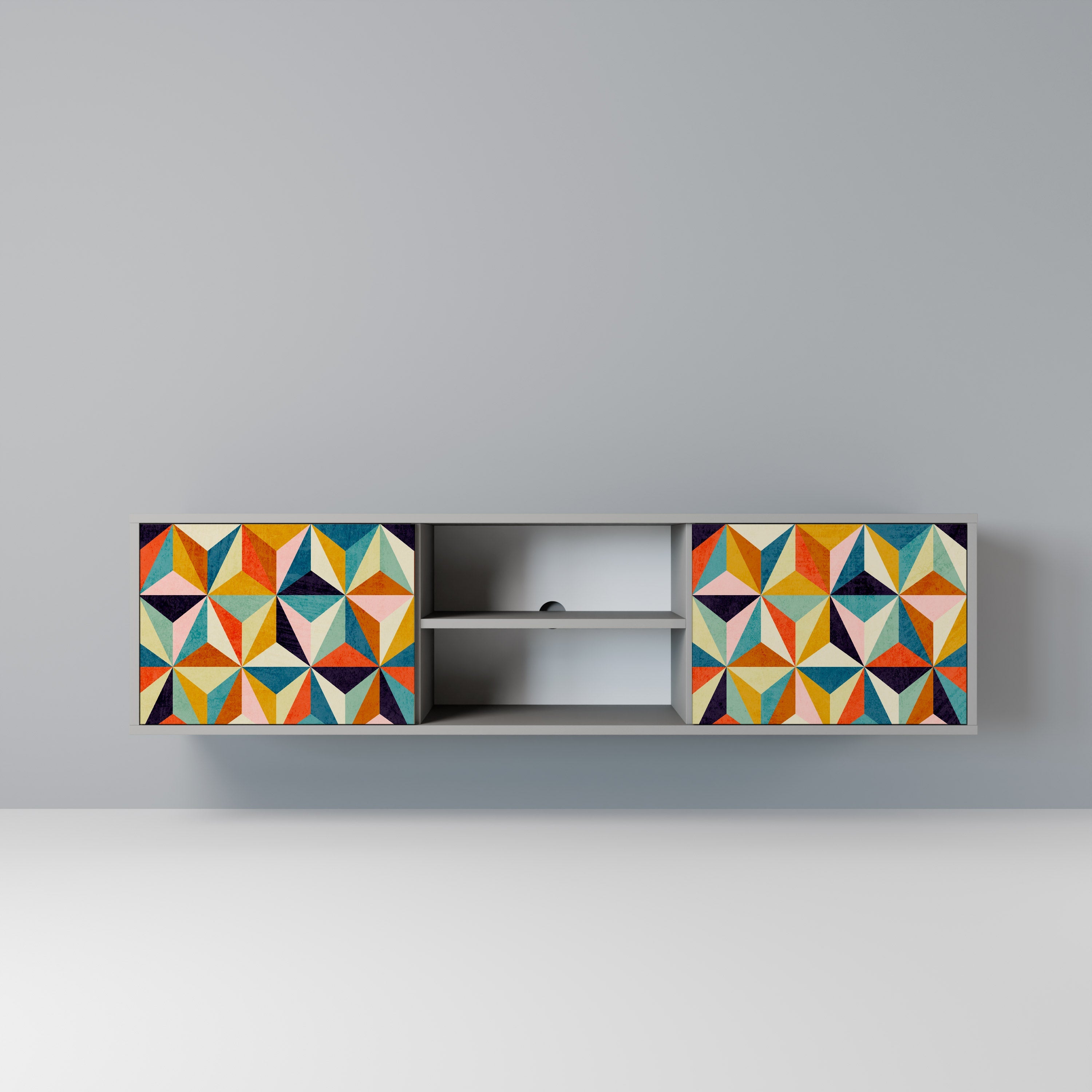 TESSELATE TREASURES Móvel de TV com 2 Portas em Acabamento Cinzento