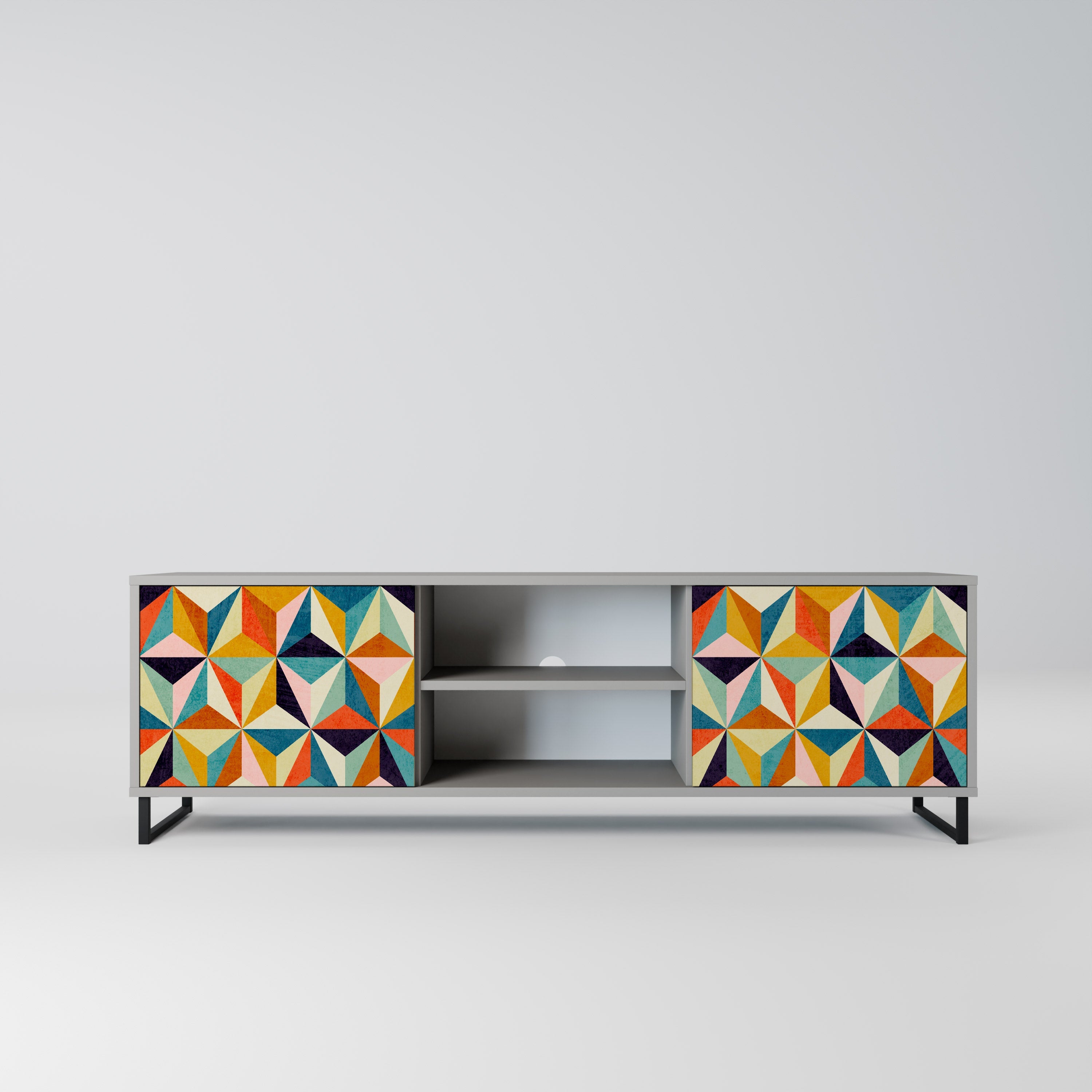 TESSELATE TREASURES Móvel de TV com 2 Portas em Acabamento Cinzento