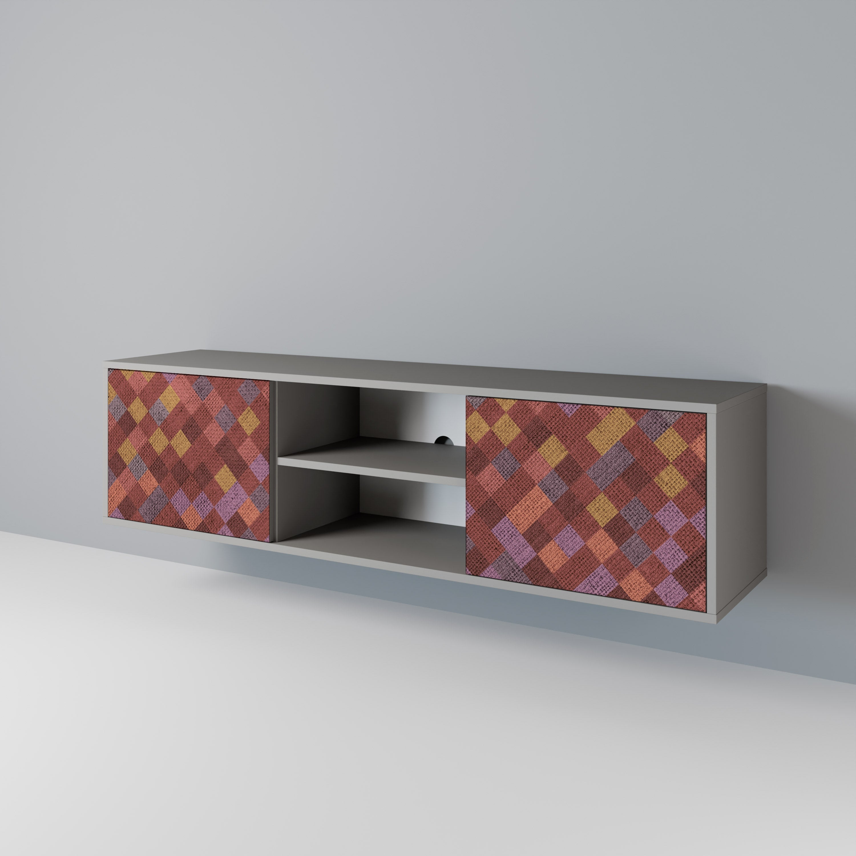 PAINTED SQUARES Móvel de TV com 2 Portas em Acabamento Cinzento