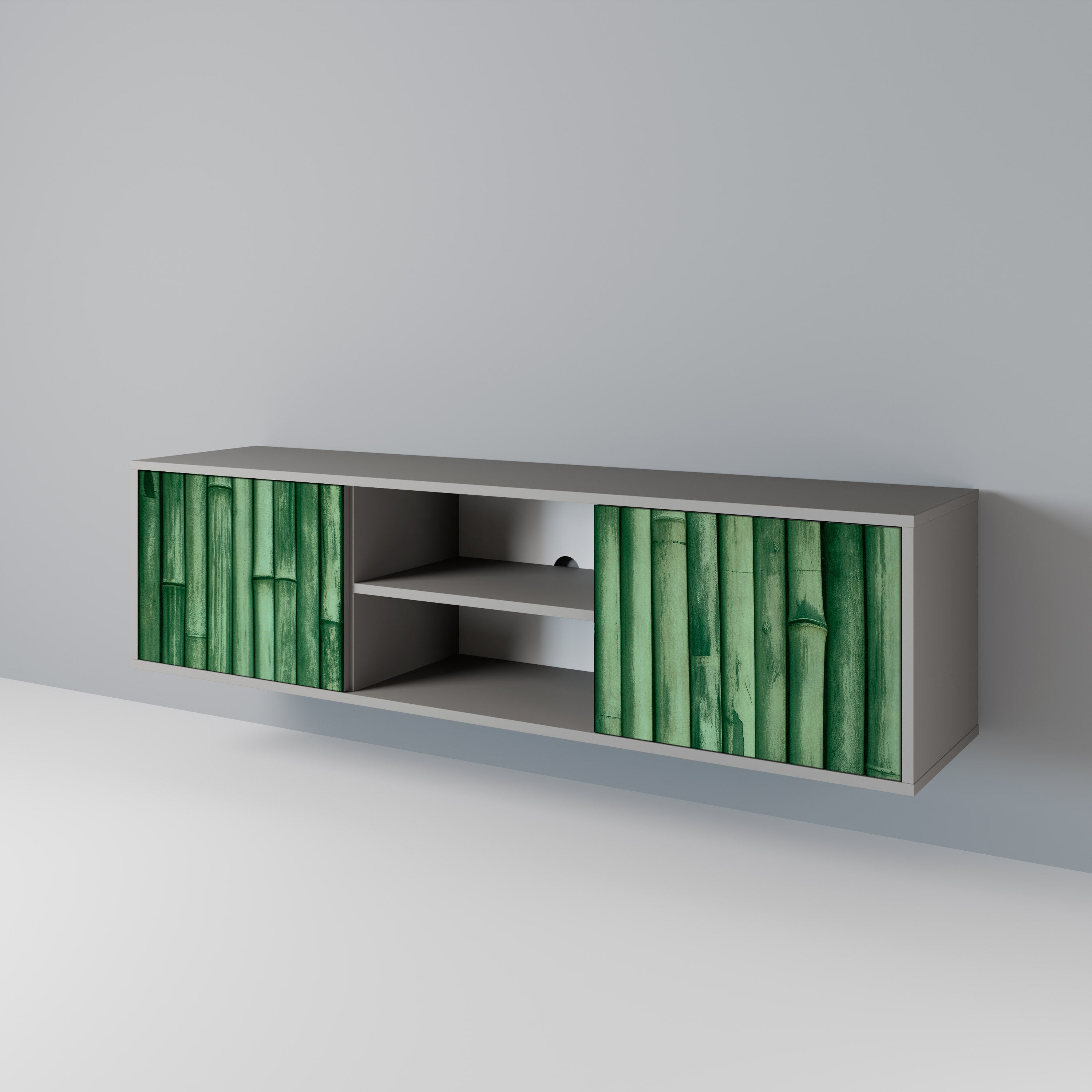 NATURAL GREEN Móvel de TV com 2 Portas em Acabamento Cinzento