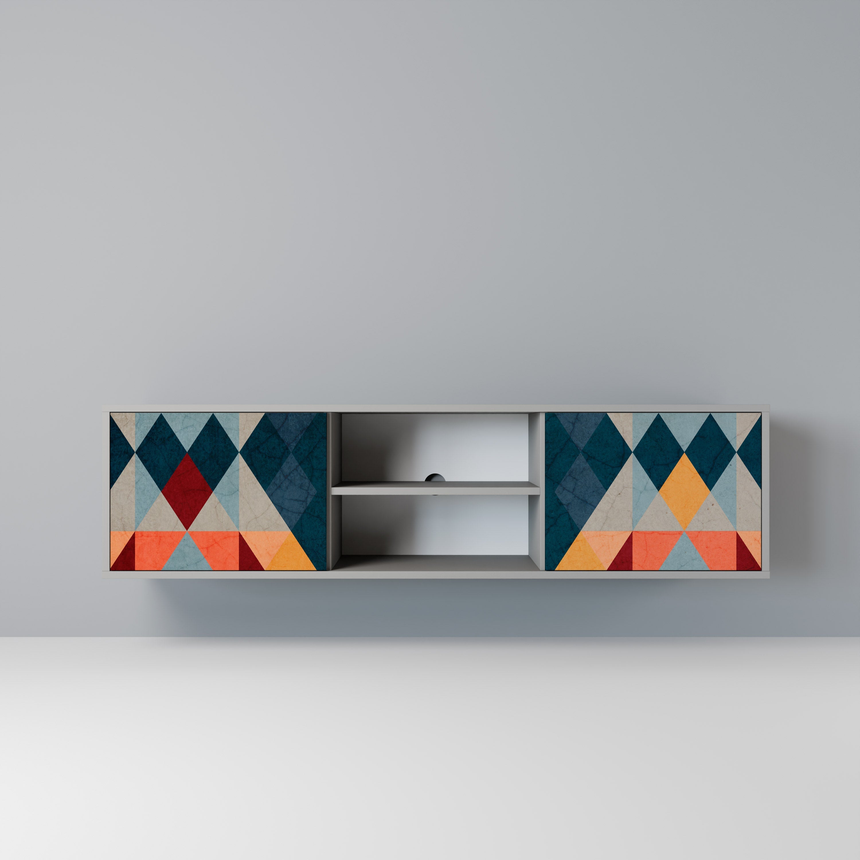 CRACKED ILLUSION Móvel de TV com 2 Portas em Acabamento Cinzento