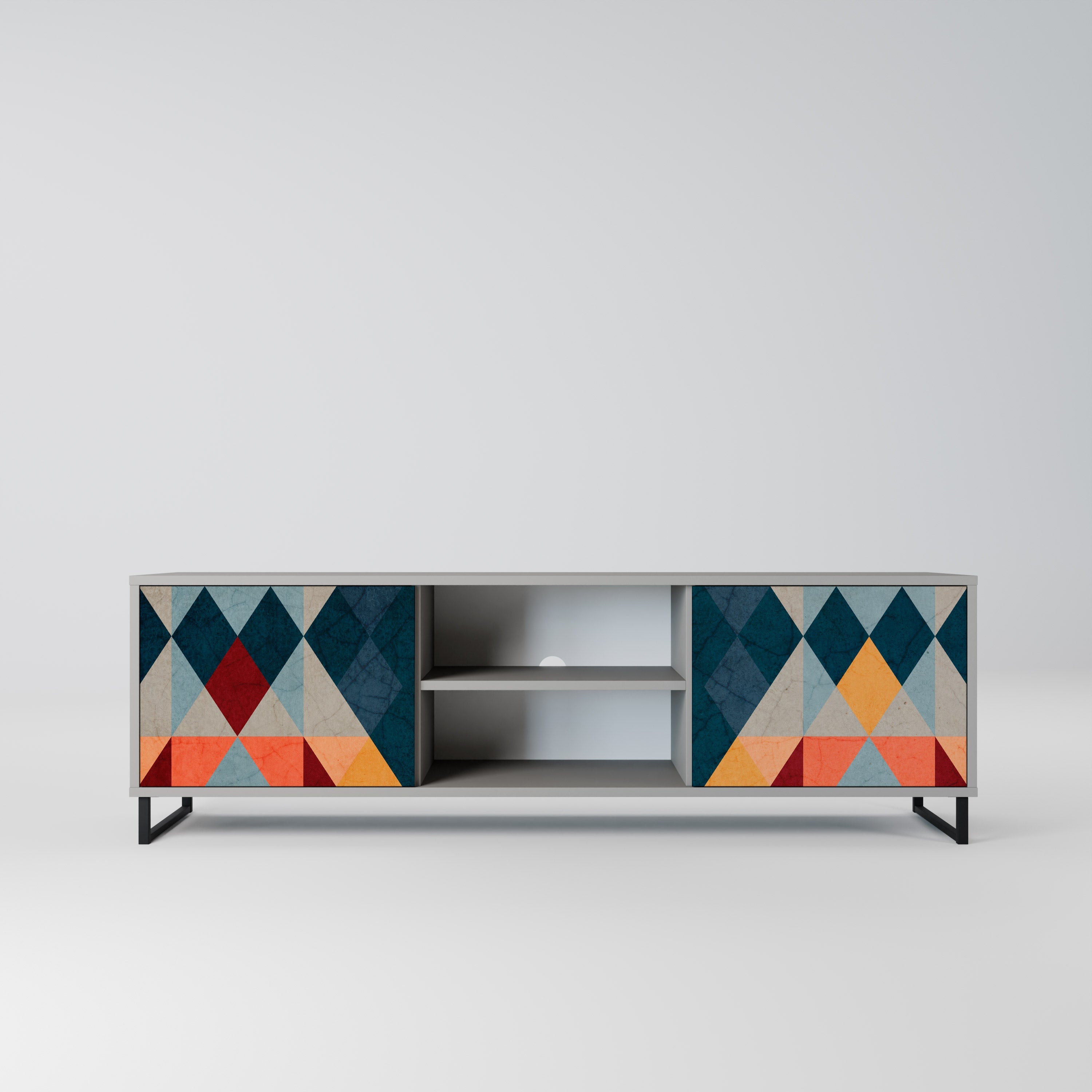 CRACKED ILLUSION Móvel de TV com 2 Portas em Acabamento Cinzento