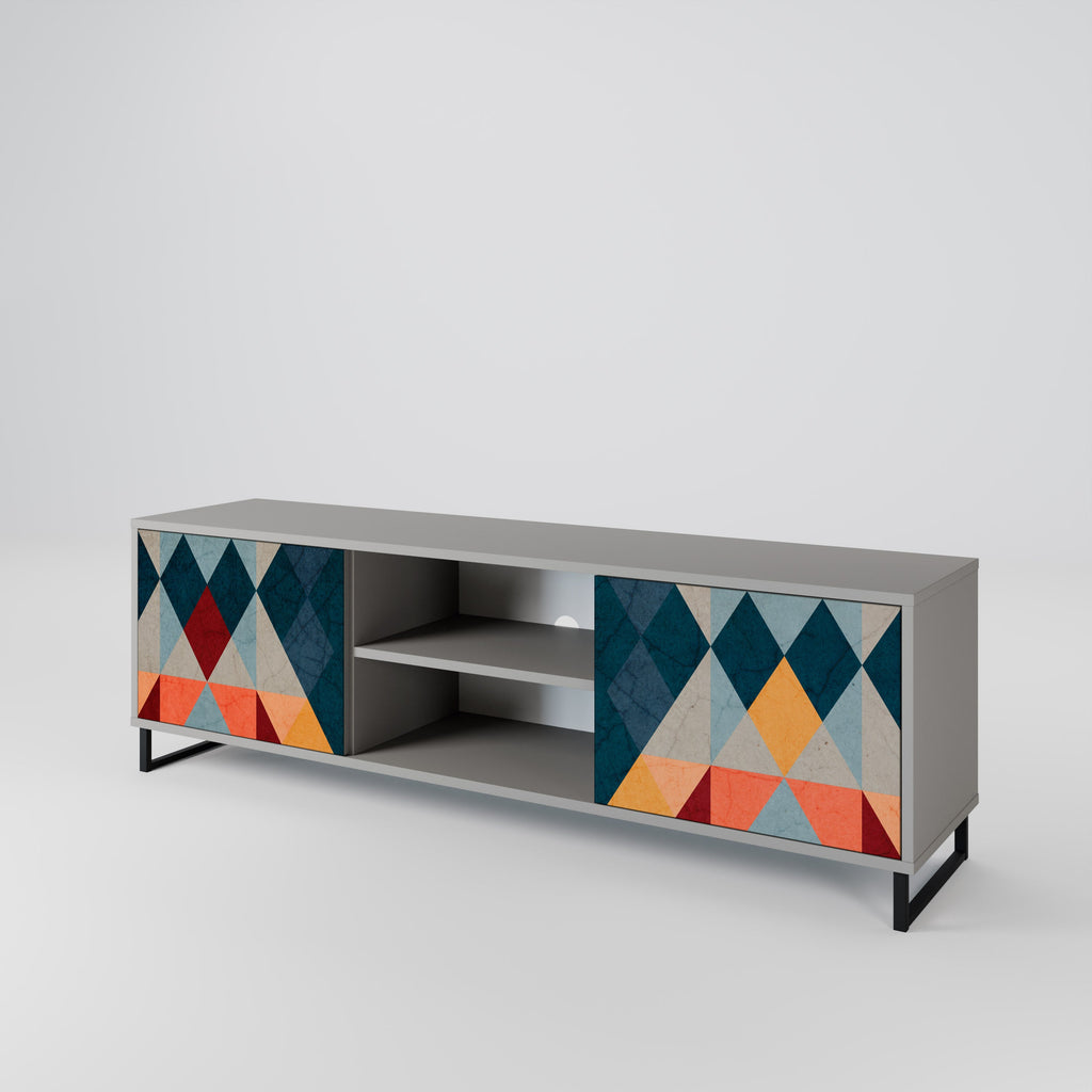 CRACKED ILLUSION Móvel de TV com 2 Portas em Acabamento Cinzento