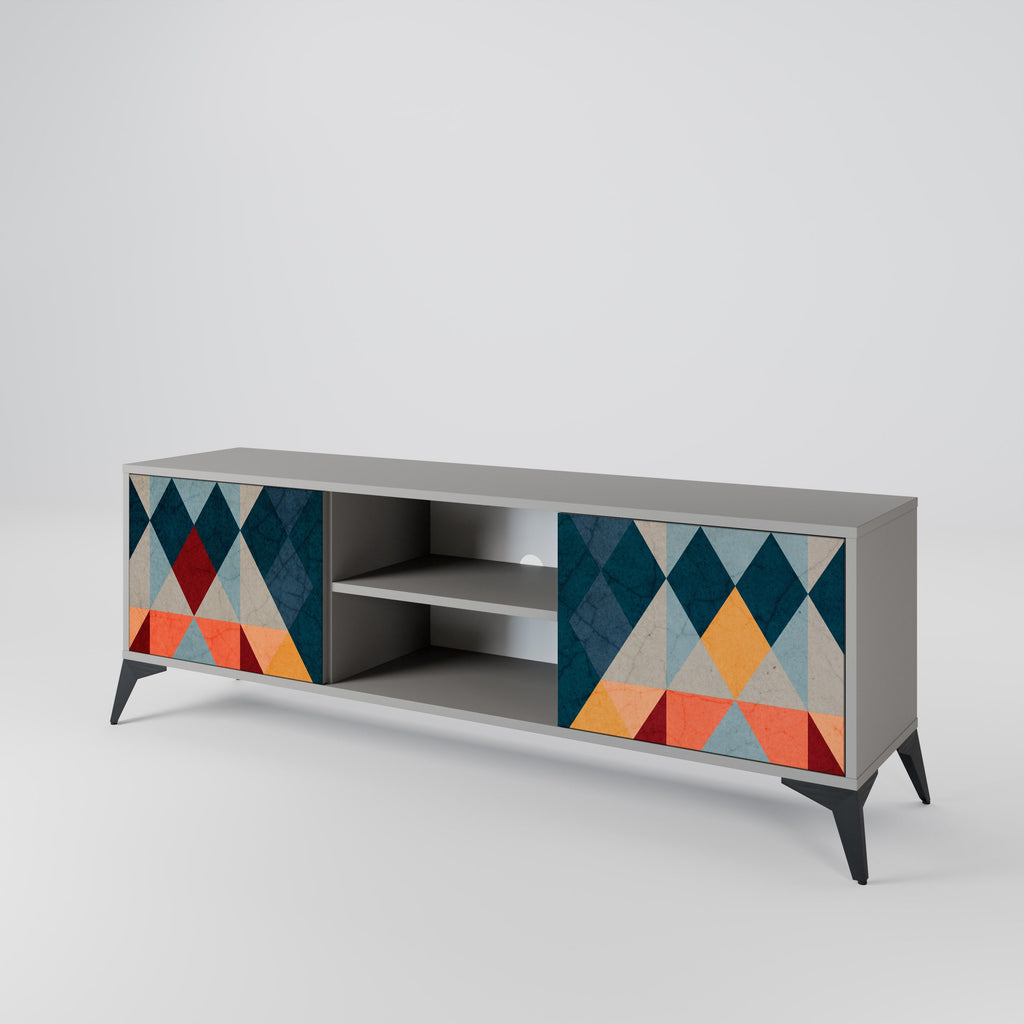 CRACKED ILLUSION Móvel de TV com 2 Portas em Acabamento Cinzento