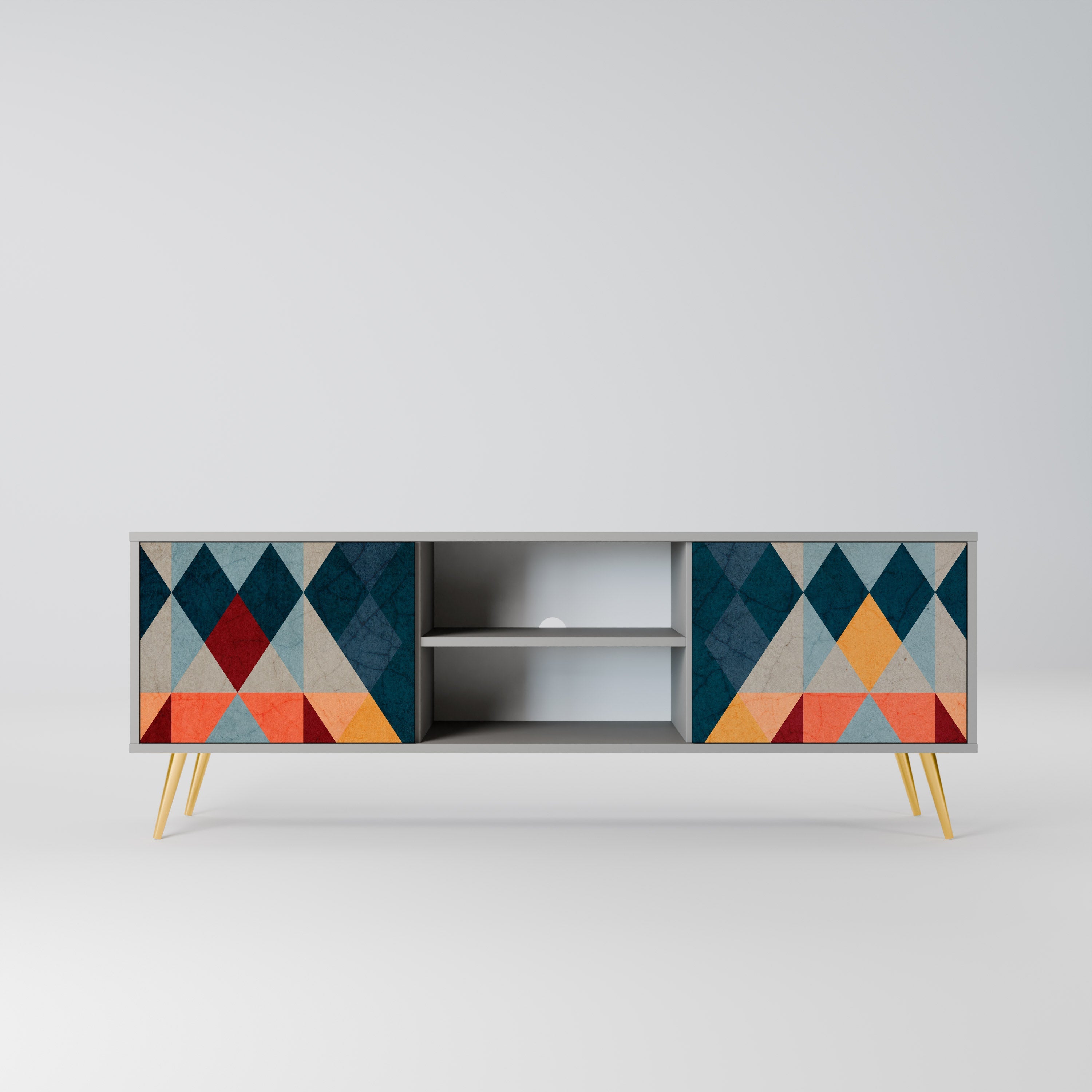 CRACKED ILLUSION Móvel de TV com 2 Portas em Acabamento Cinzento