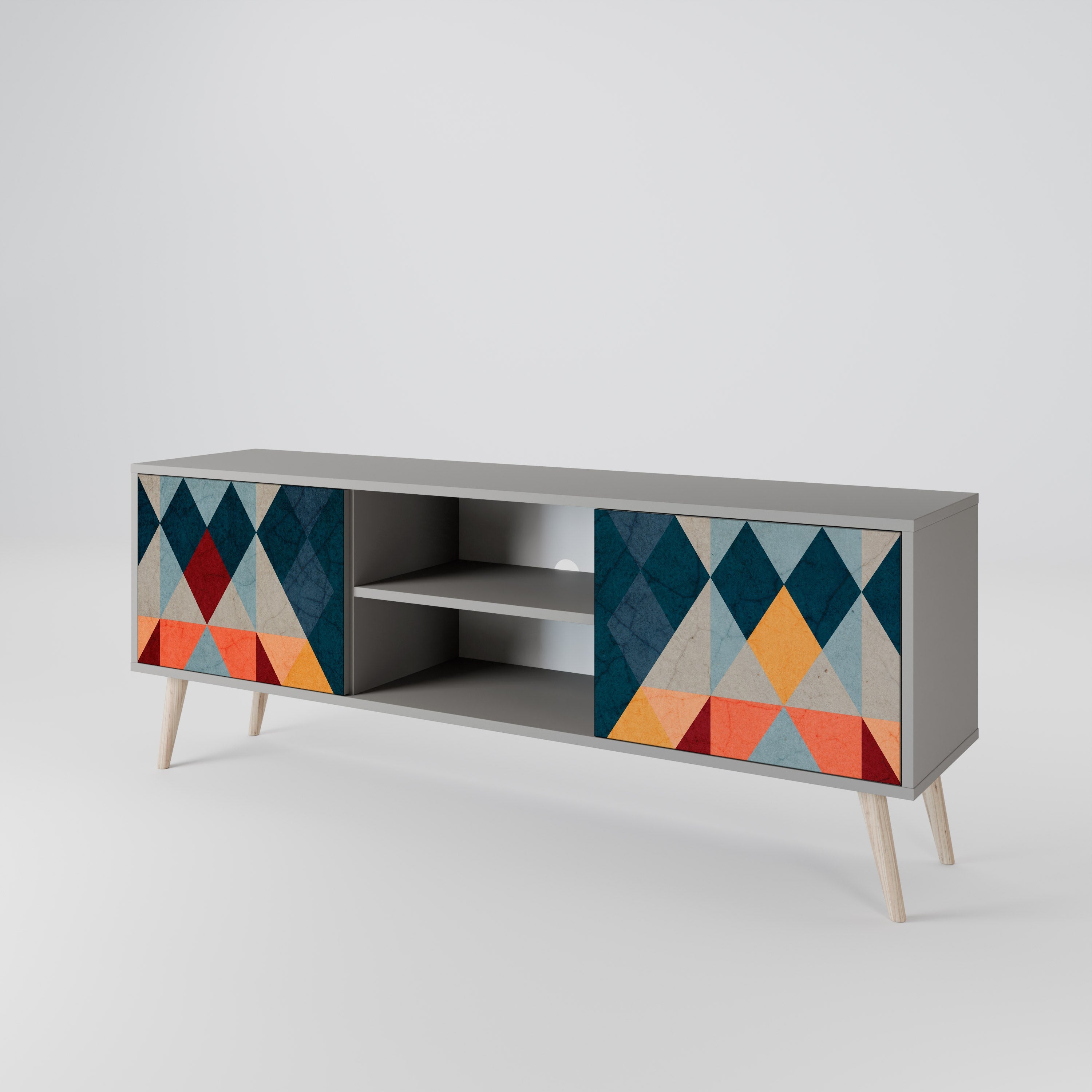 CRACKED ILLUSION Móvel de TV com 2 Portas em Acabamento Cinzento