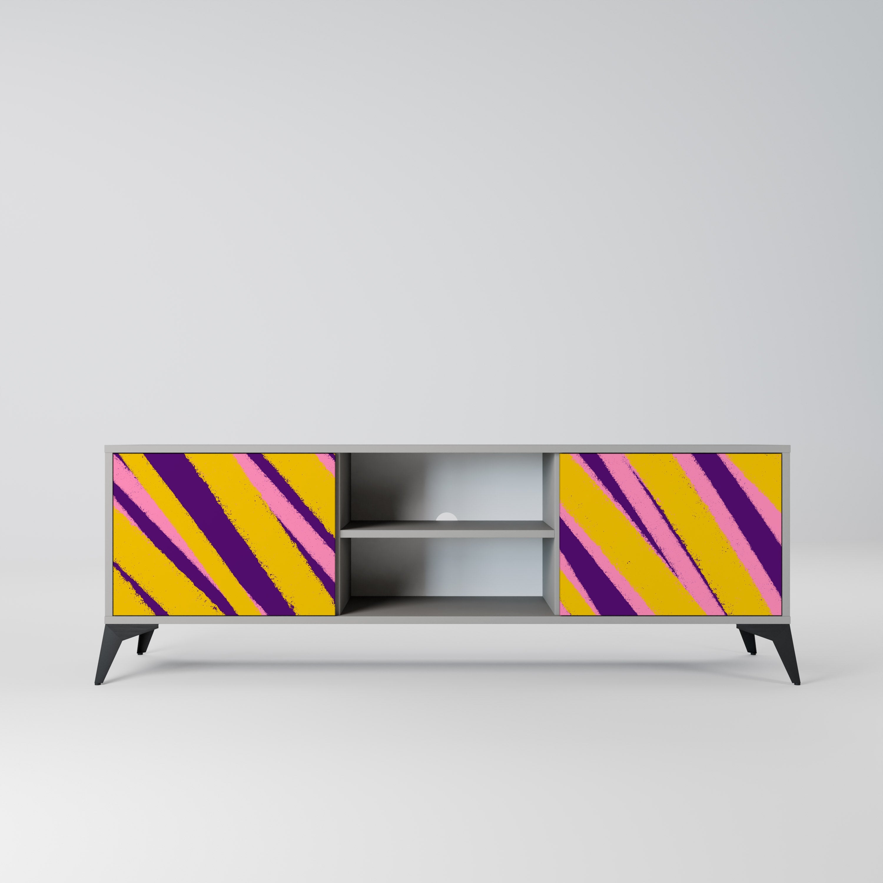 DREAMS COME TRUE Móvel de TV com 2 Portas em Acabamento Cinzento