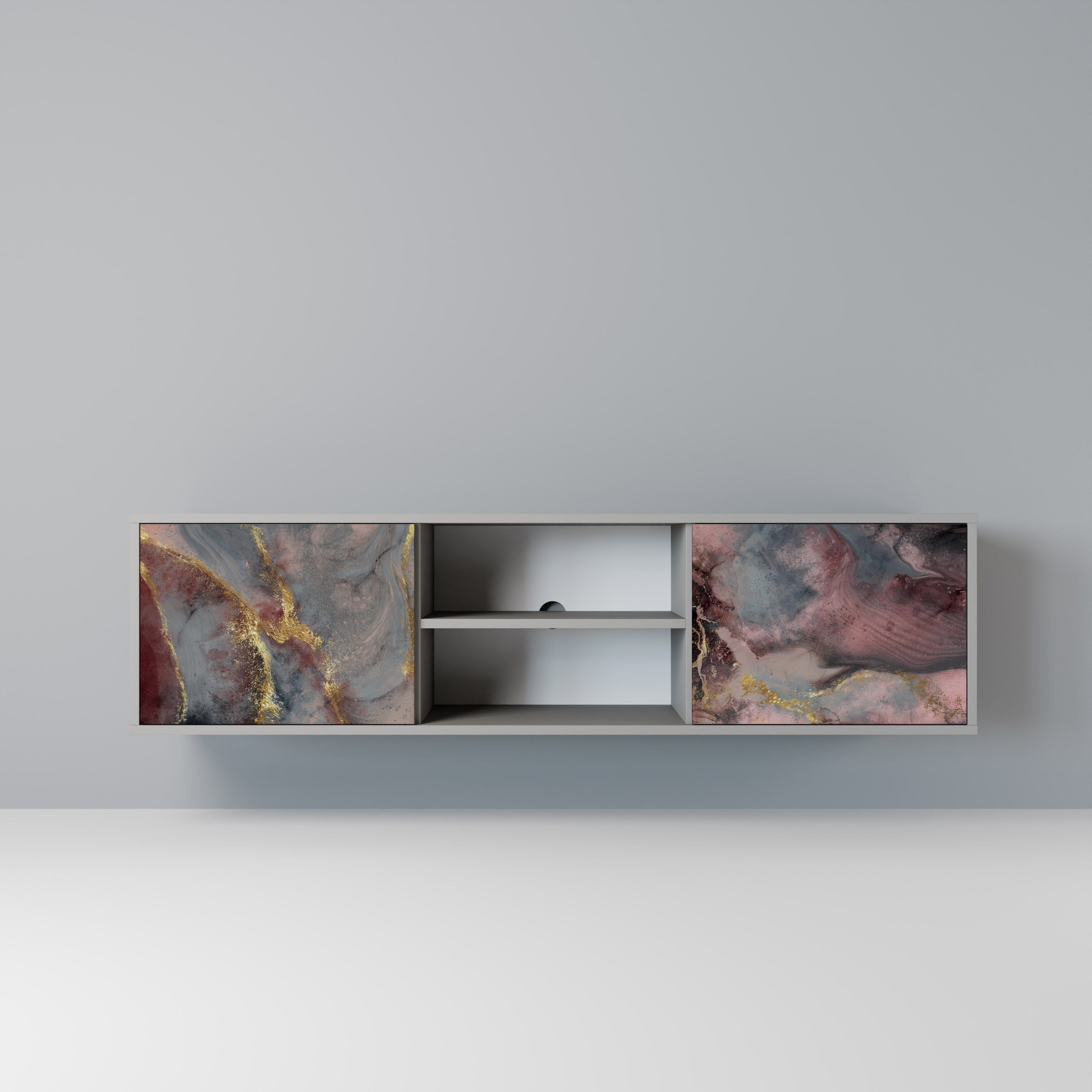 GOLDEN TIDES Móvel de TV com 2 Portas em Acabamento Cinzento