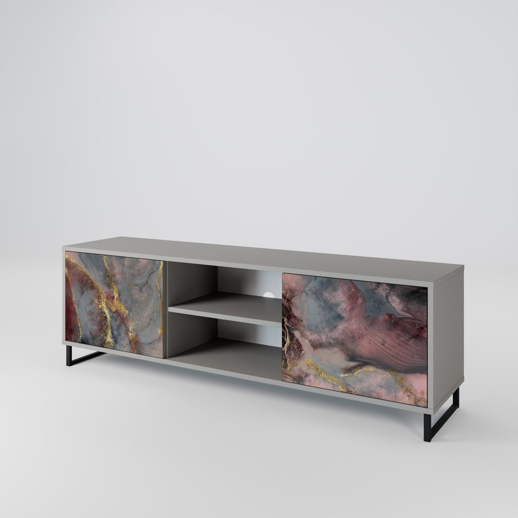 GOLDEN TIDES Móvel de TV com 2 Portas em Acabamento Cinzento