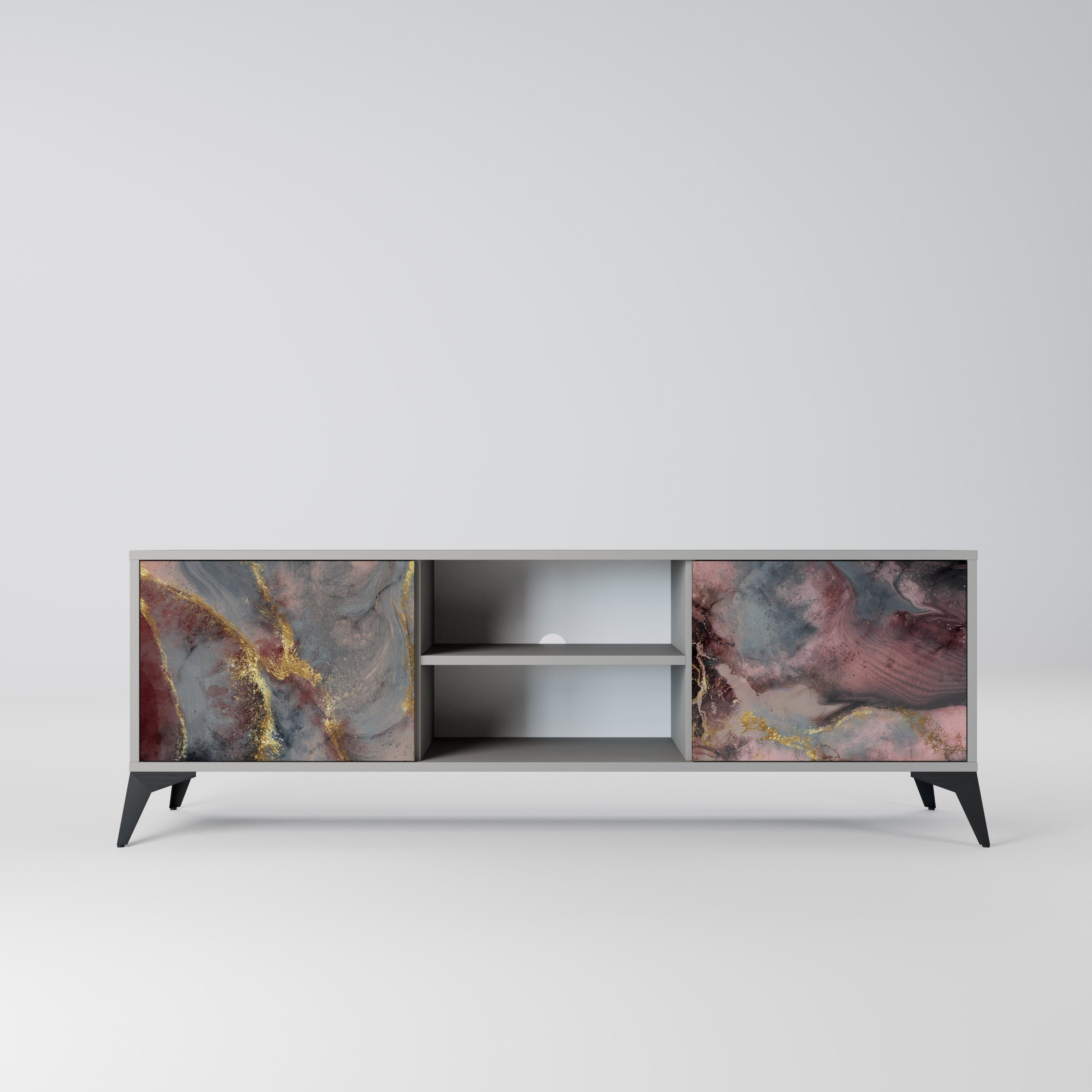 GOLDEN TIDES Móvel de TV com 2 Portas em Acabamento Cinzento