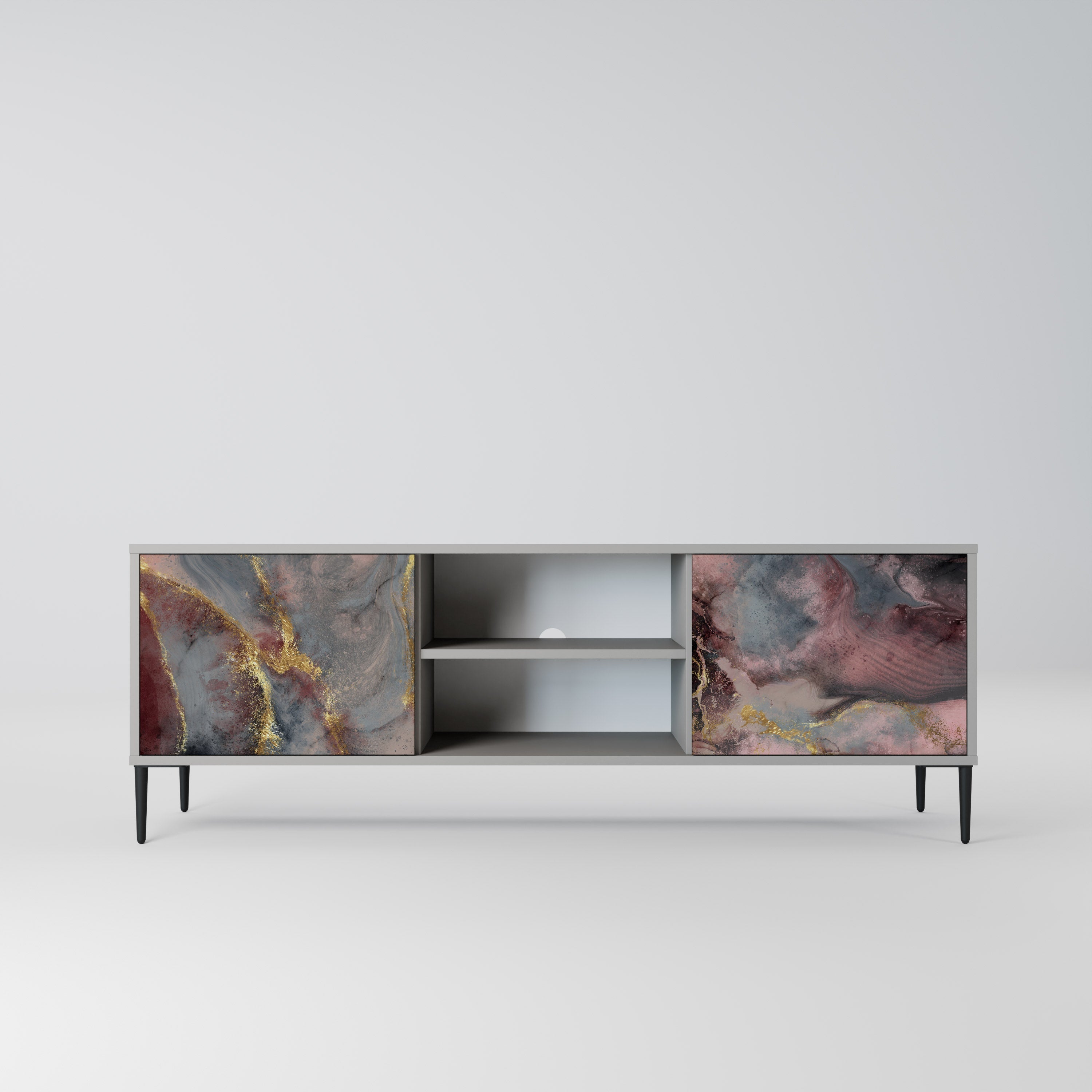 GOLDEN TIDES Móvel de TV com 2 Portas em Acabamento Cinzento