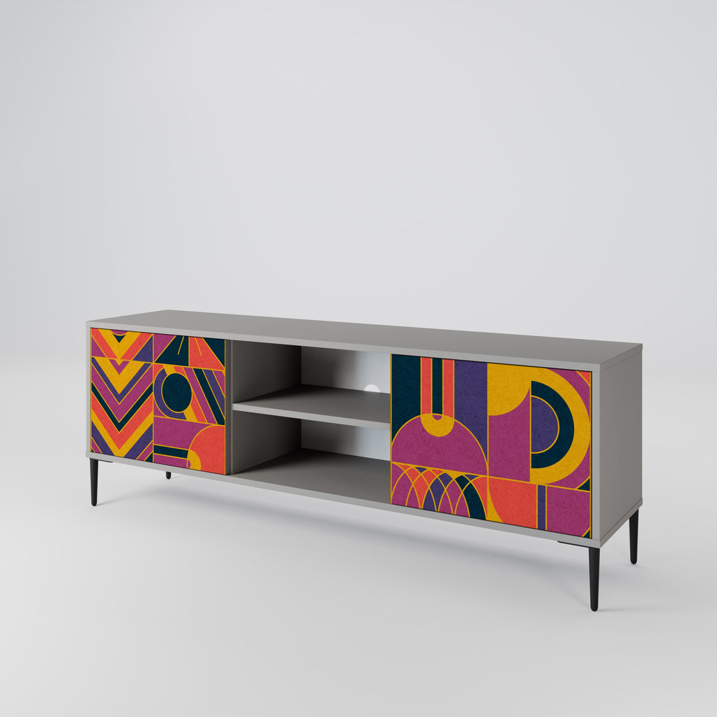 ELECTRIC PATTERNS Móvel de TV com 2 Portas em Acabamento Cinzento