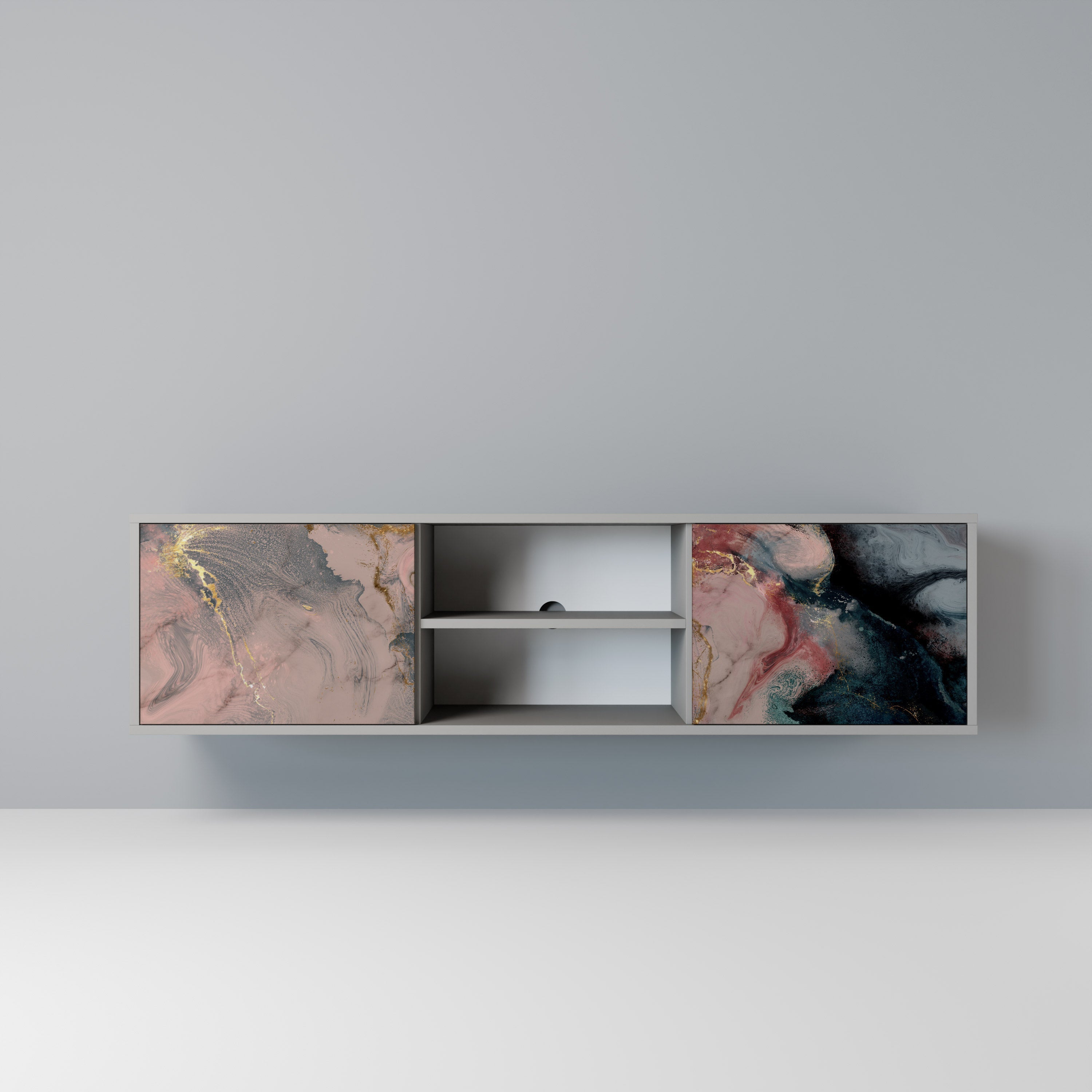 GILDED SWIRLS Móvel de TV com 2 Portas em Acabamento Cinzento