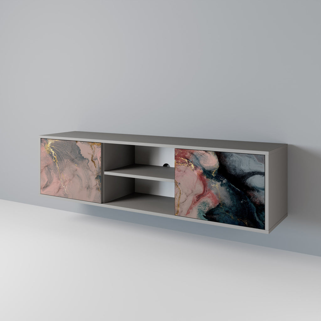 GILDED SWIRLS Móvel de TV com 2 Portas em Acabamento Cinzento