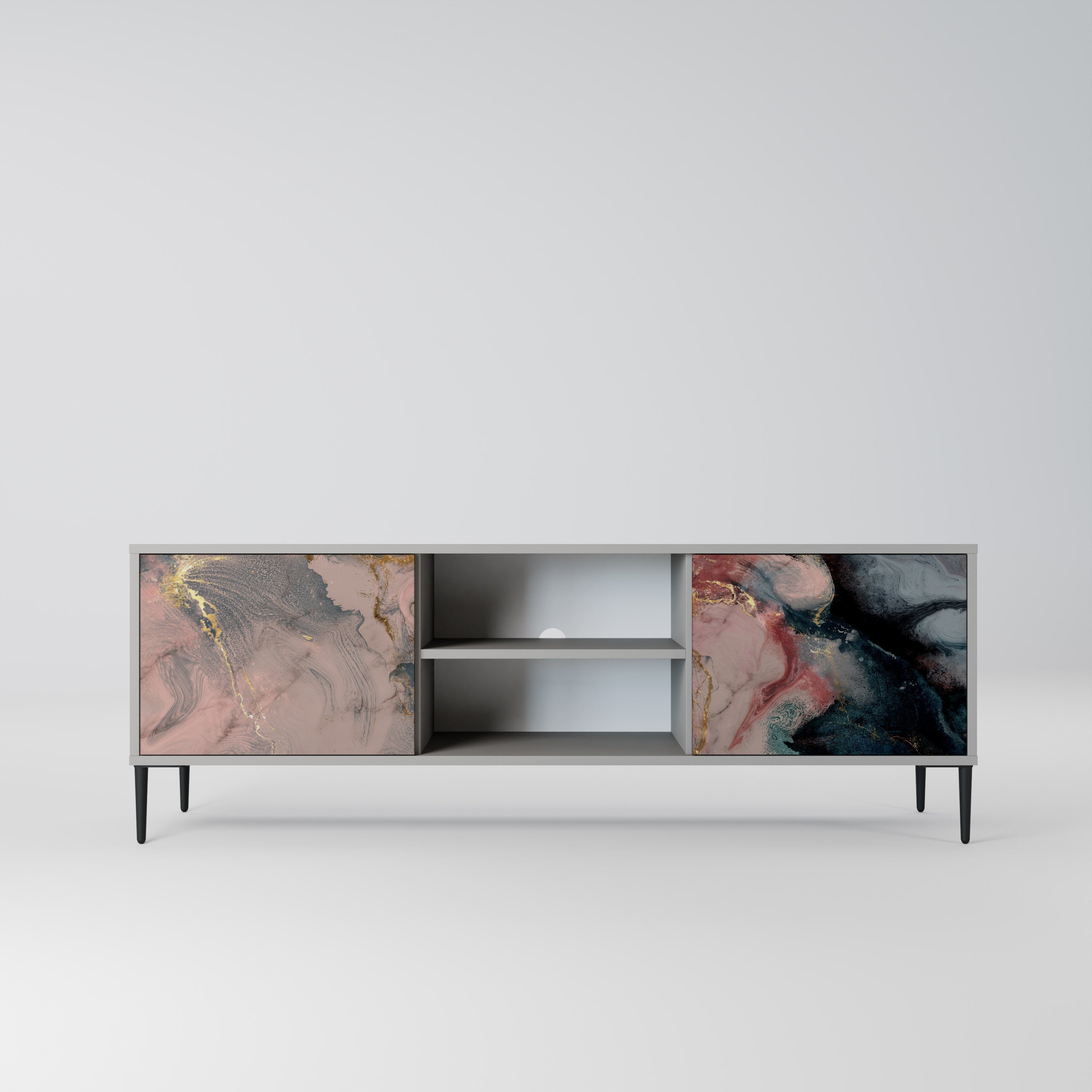 GILDED SWIRLS Móvel de TV com 2 Portas em Acabamento Cinzento