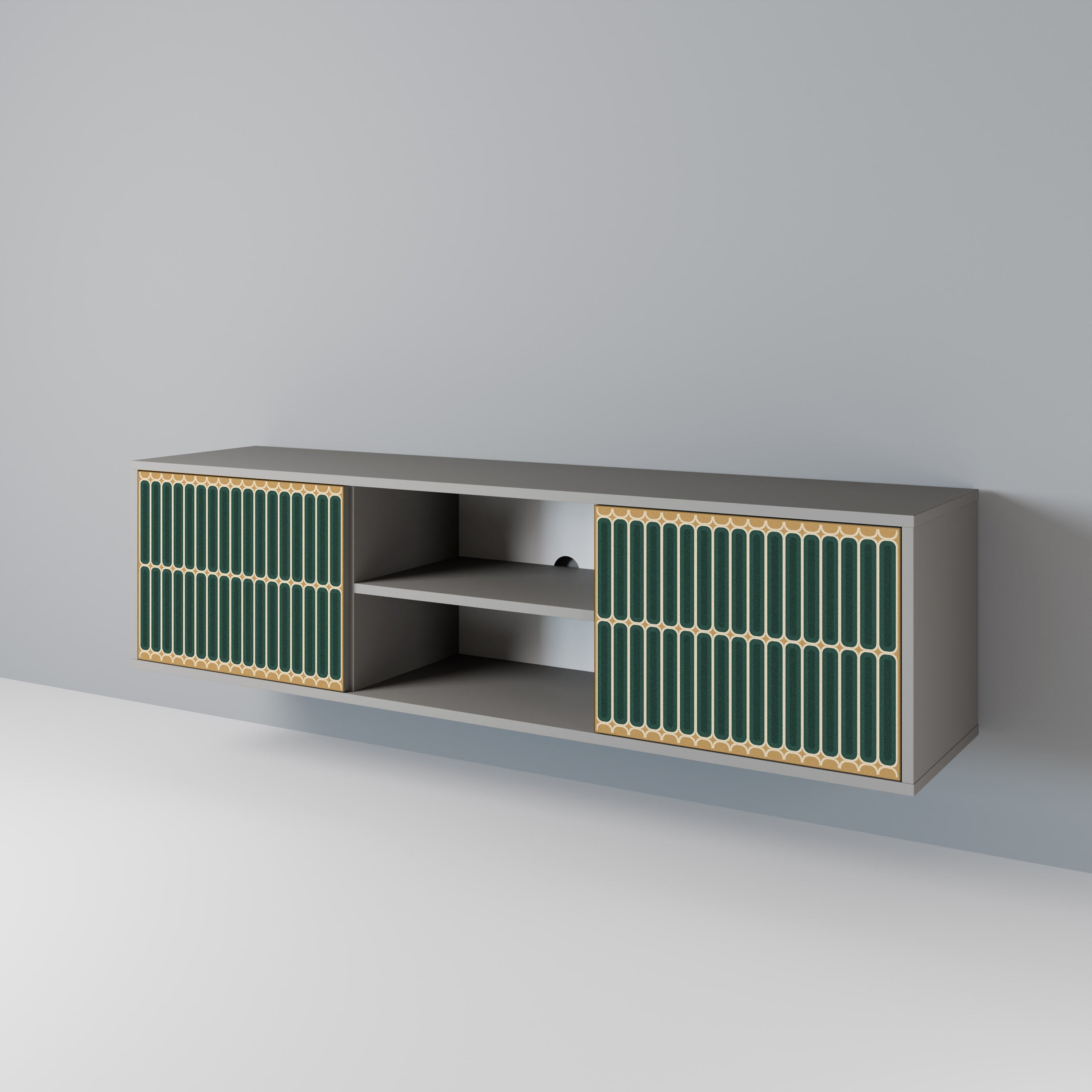 ILUSION GATE Móvel de TV com 2 Portas em Acabamento Cinzento