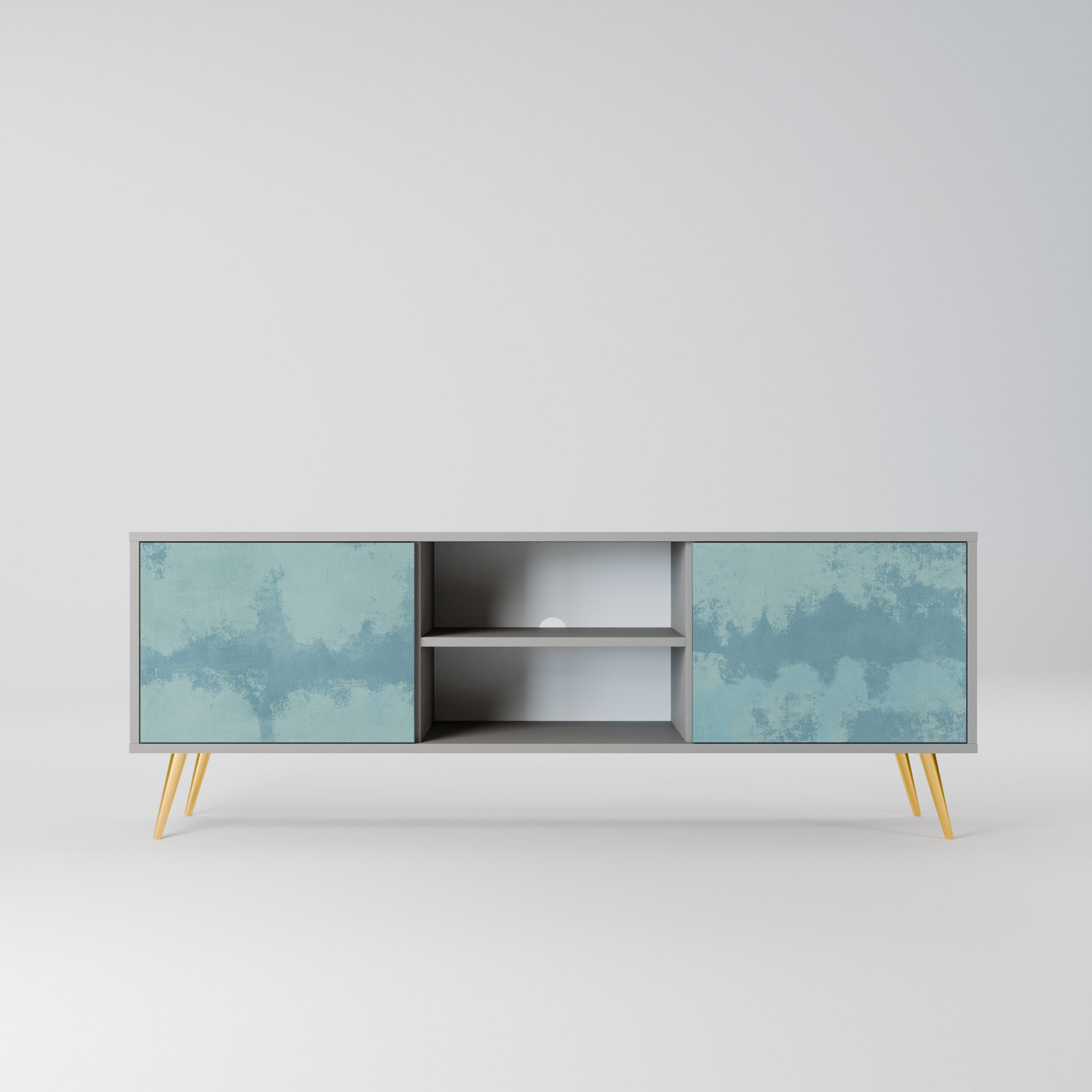 SKY WASH Móvel de TV com 2 Portas em Acabamento Cinzento