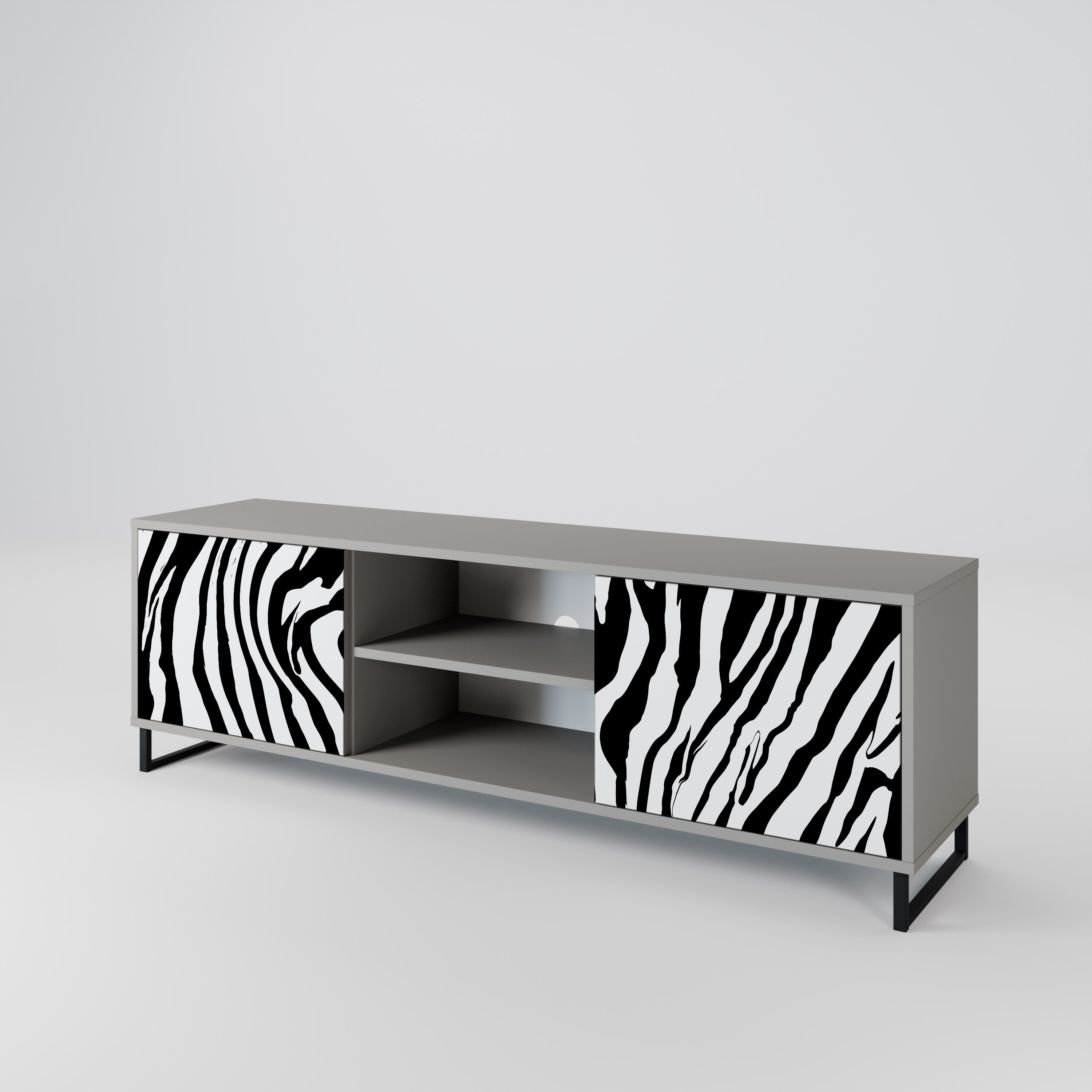 SPLENDID ZEBRA Móvel de TV com 2 Portas em Acabamento Cinzento