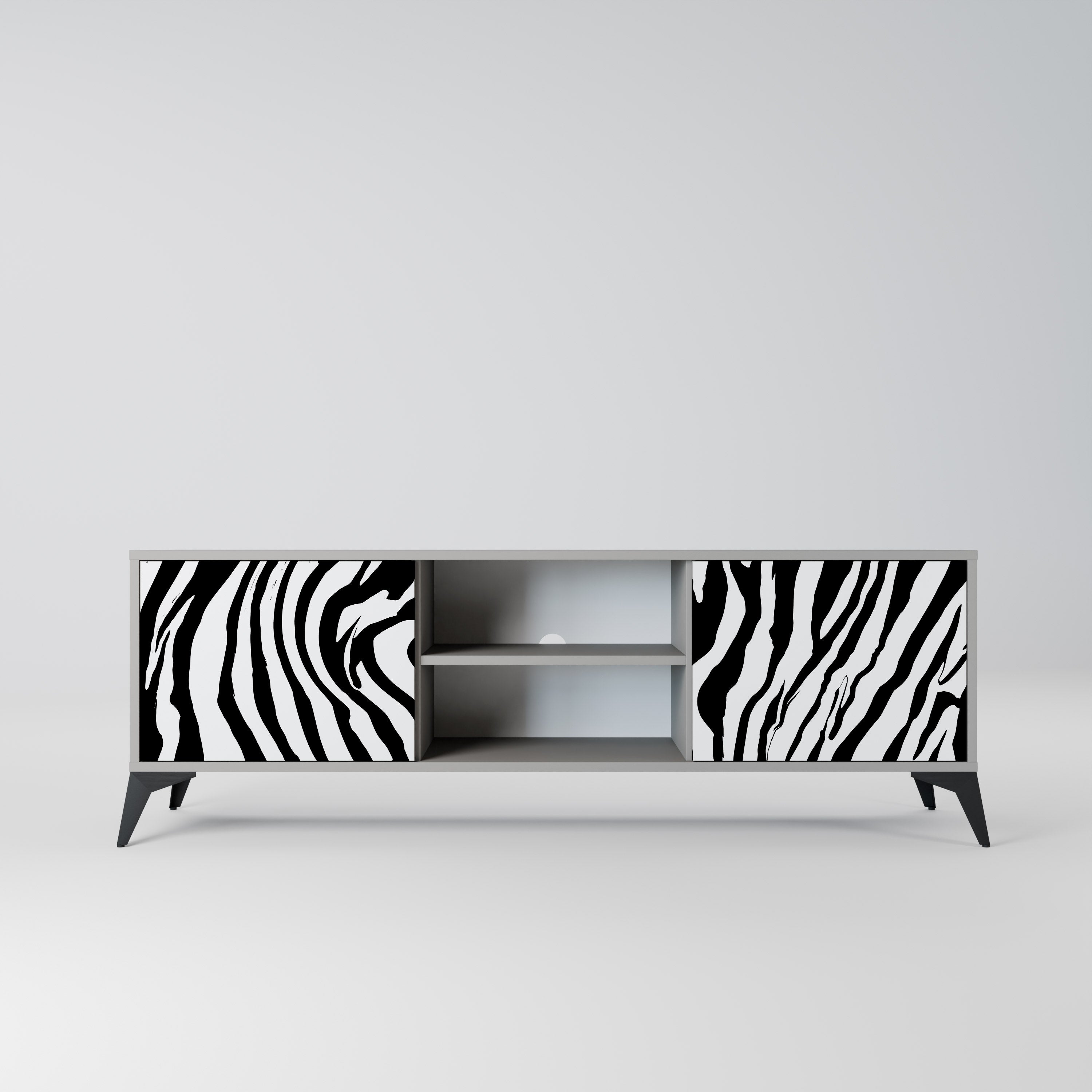 SPLENDID ZEBRA Móvel de TV com 2 Portas em Acabamento Cinzento