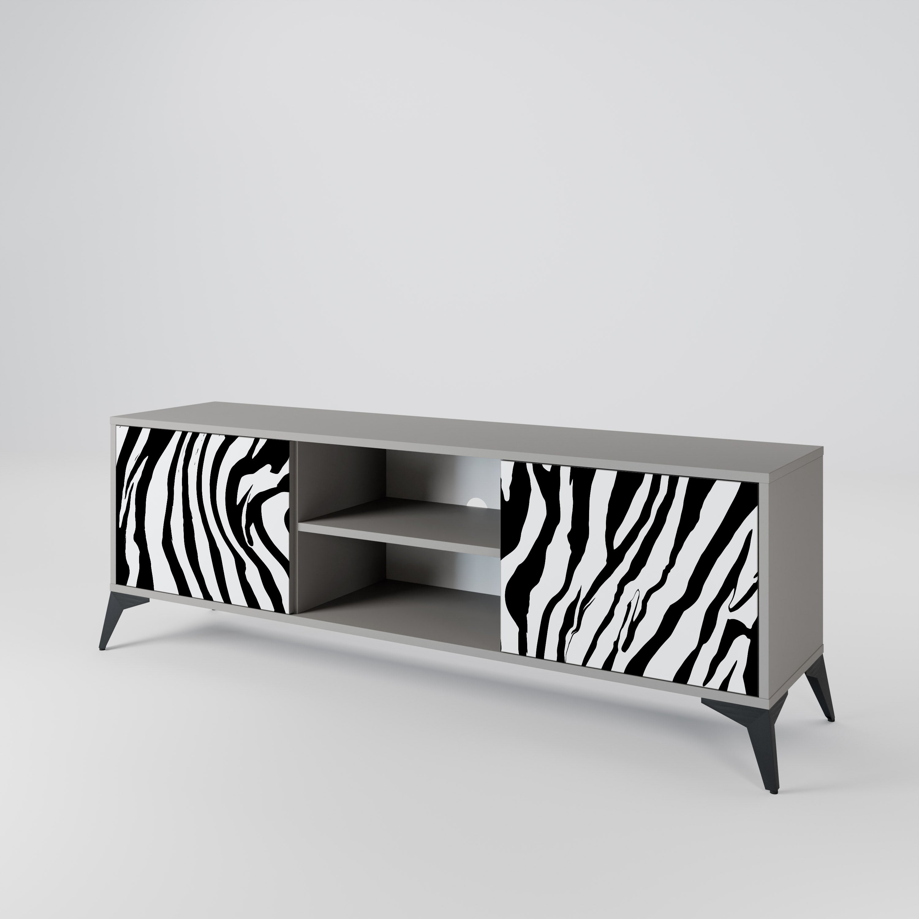 SPLENDID ZEBRA Móvel de TV com 2 Portas em Acabamento Cinzento