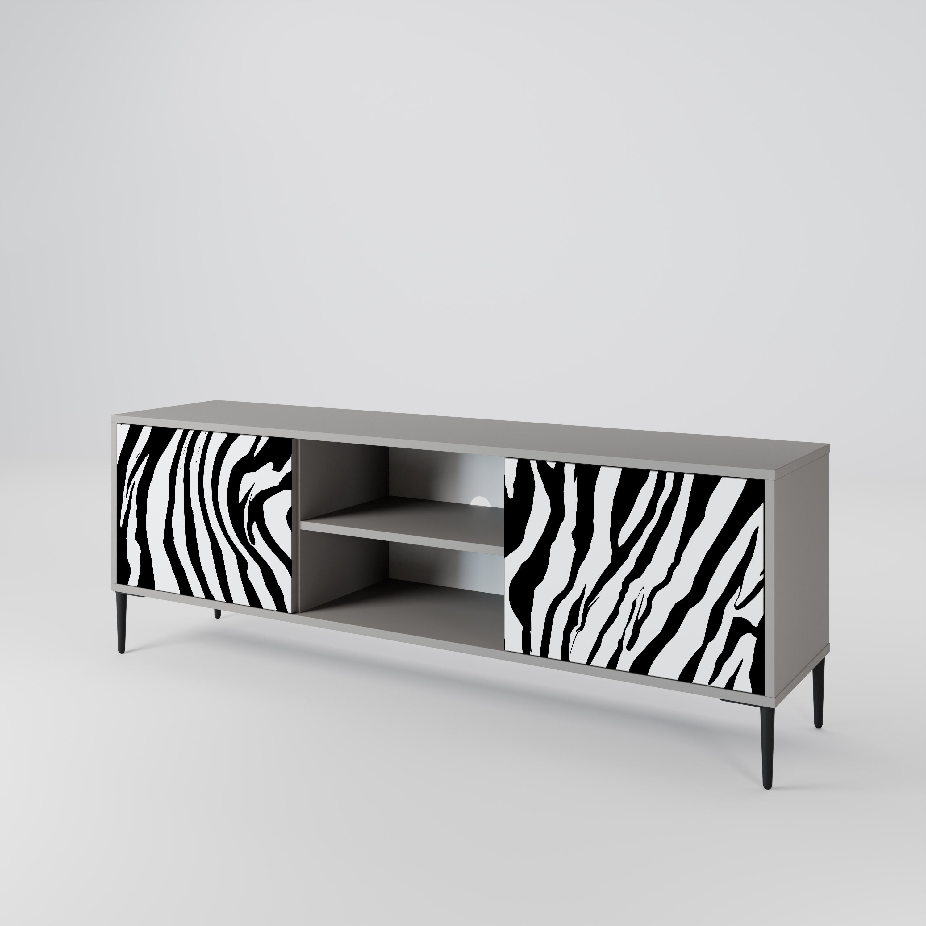 SPLENDID ZEBRA Móvel de TV com 2 Portas em Acabamento Cinzento