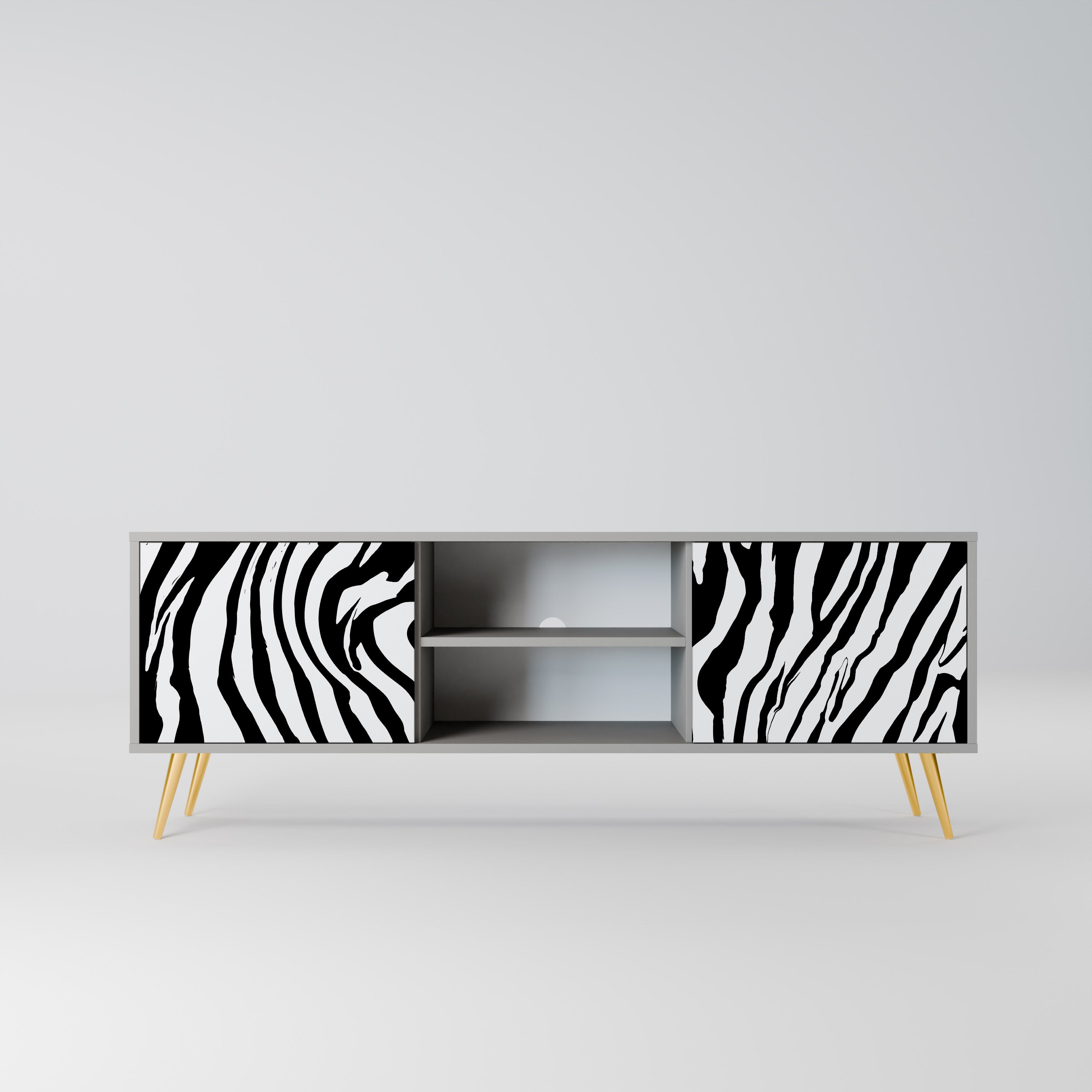 SPLENDID ZEBRA Móvel de TV com 2 Portas em Acabamento Cinzento