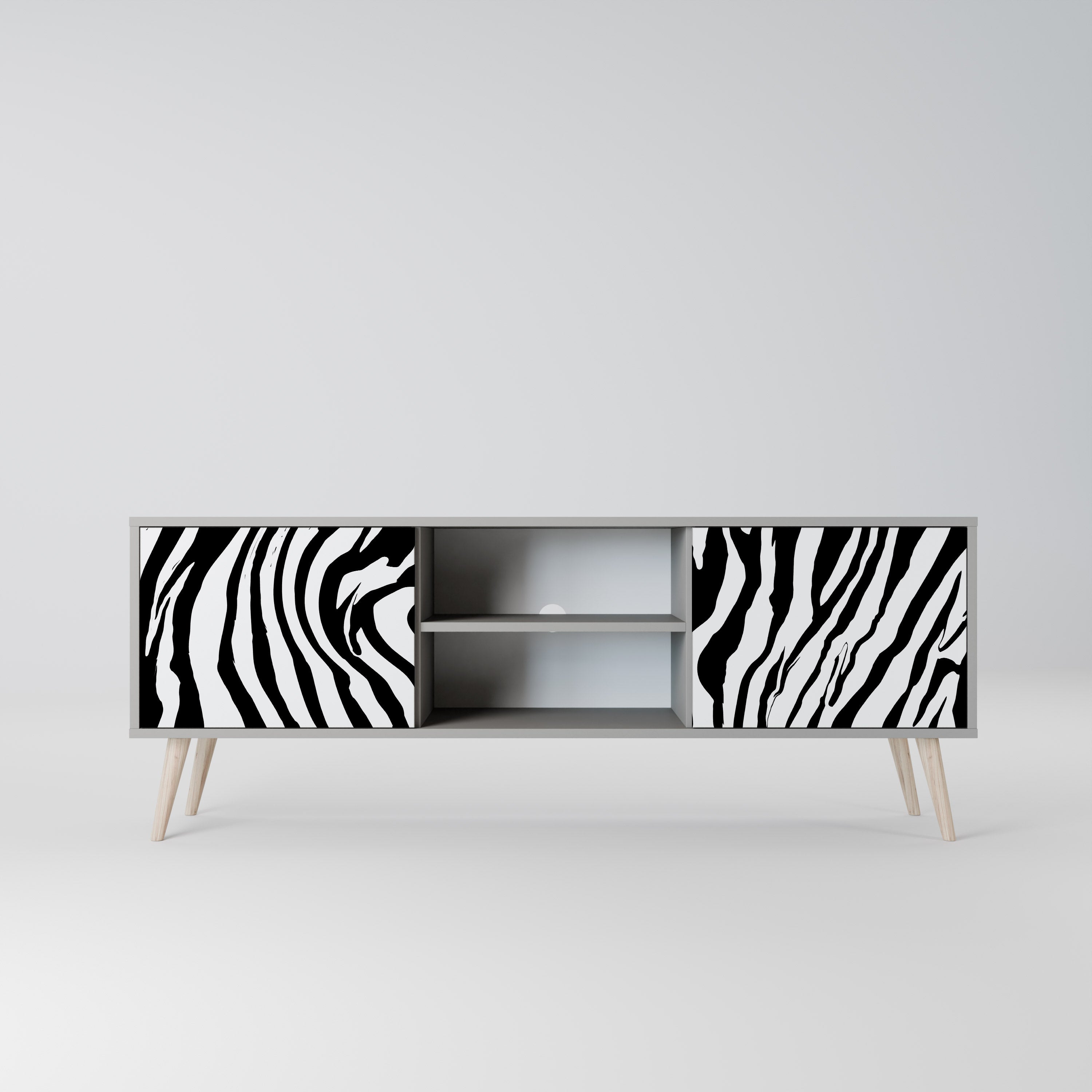 SPLENDID ZEBRA Móvel de TV com 2 Portas em Acabamento Cinzento