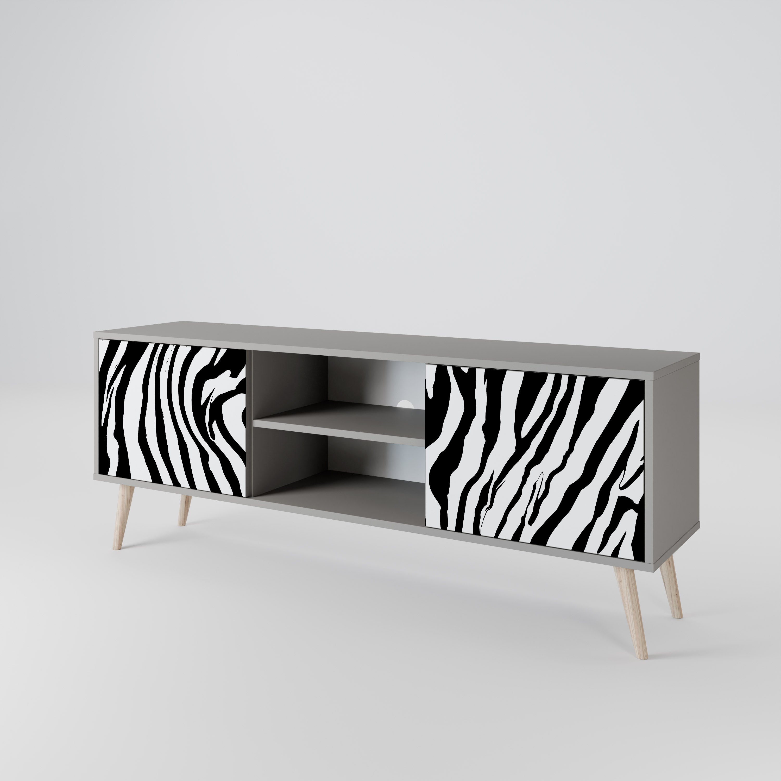 SPLENDID ZEBRA Móvel de TV com 2 Portas em Acabamento Cinzento