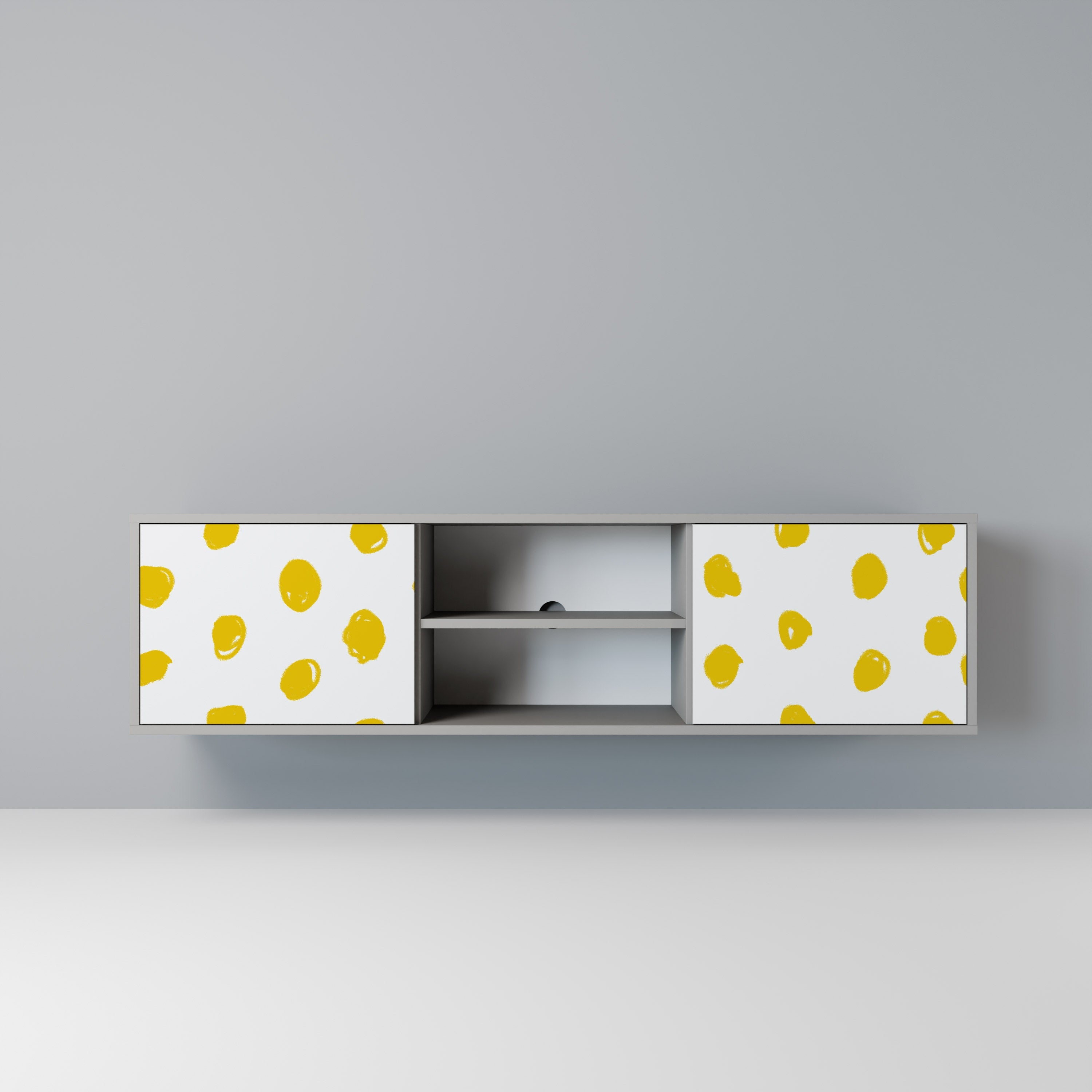 RADIANT REVERIE Móvel de TV com 2 Portas em Acabamento Cinzento