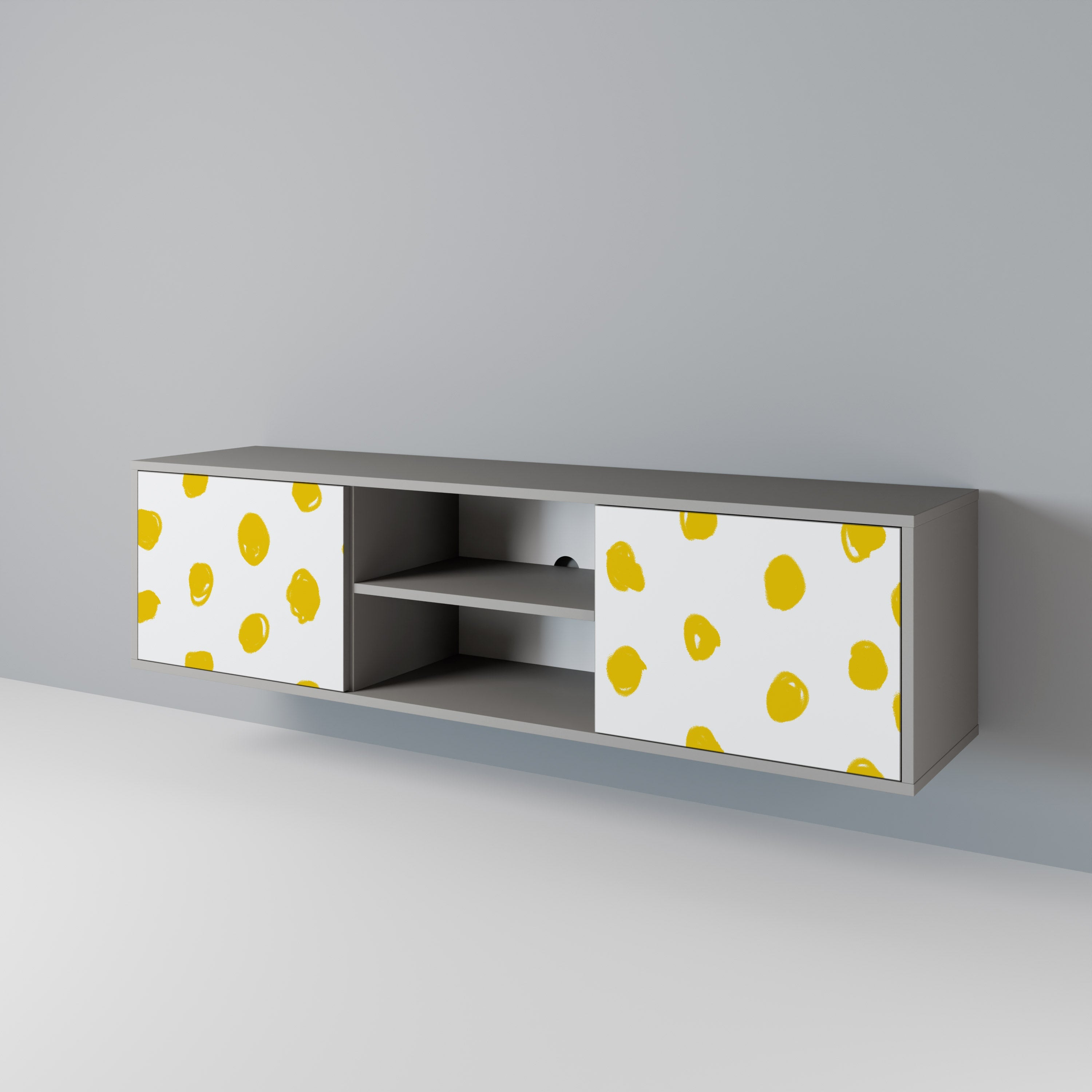 RADIANT REVERIE Móvel de TV com 2 Portas em Acabamento Cinzento