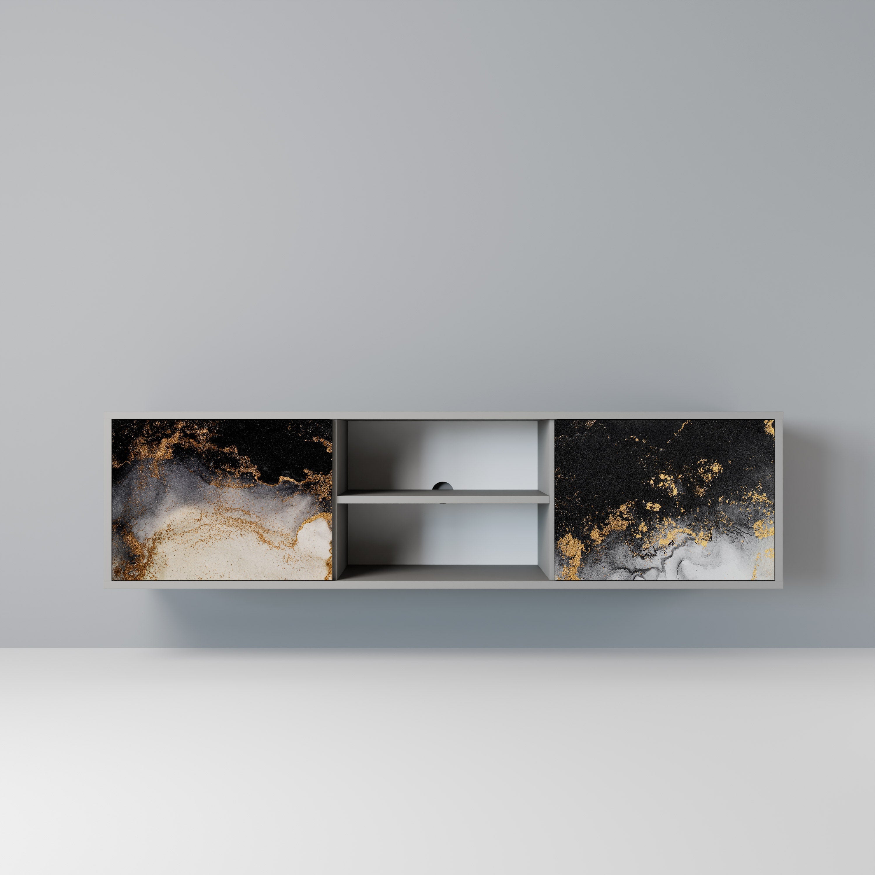 MARBLE OF TOMMORROW Móvel de TV com 2 Portas em Acabamento Cinzento