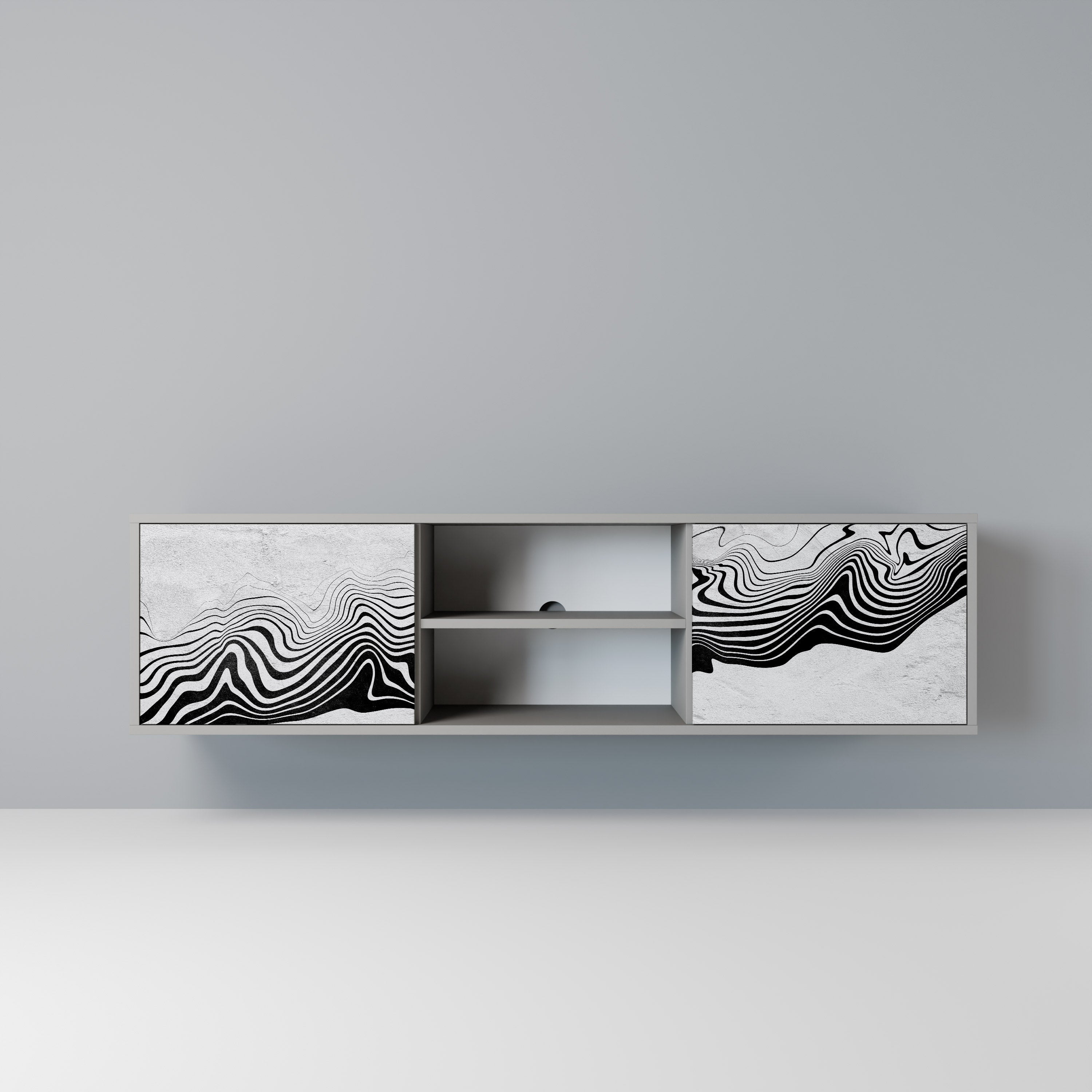 MONOCHROME MIRAGE Móvel de TV com 2 Portas em Acabamento Cinzento