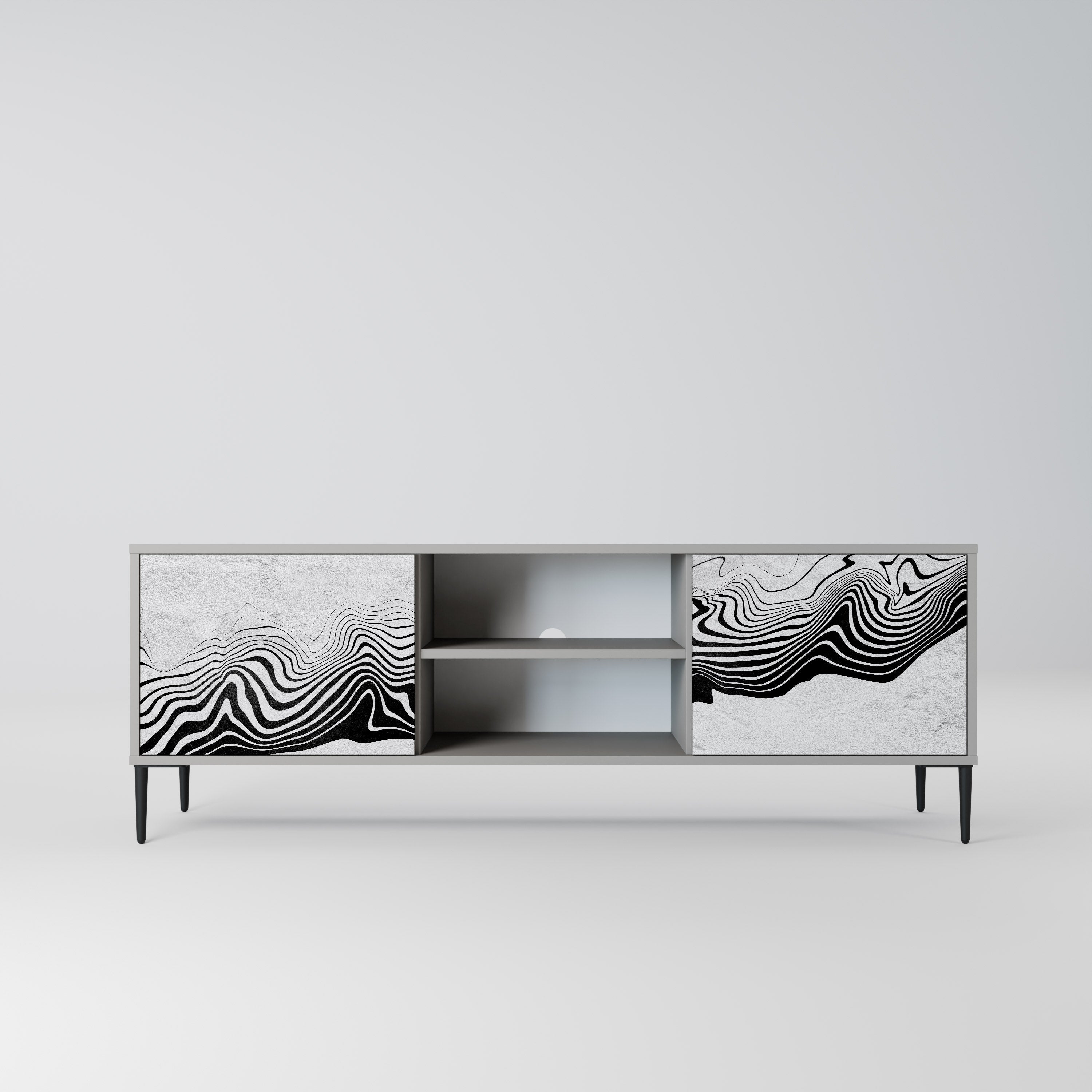 MONOCHROME MIRAGE Móvel de TV com 2 Portas em Acabamento Cinzento