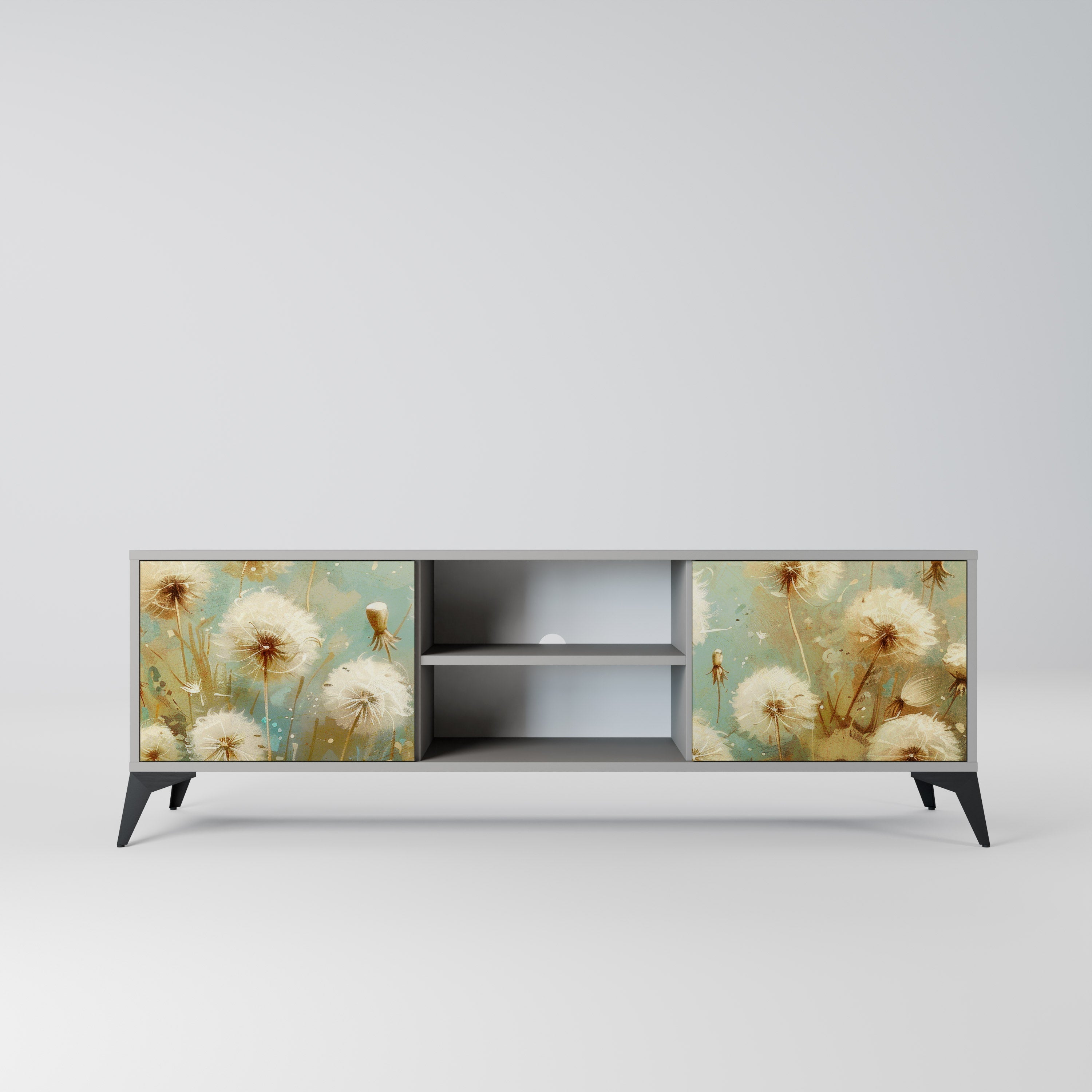 DREAMY MEADOW Móvel de TV com 2 Portas em Acabamento Cinzento