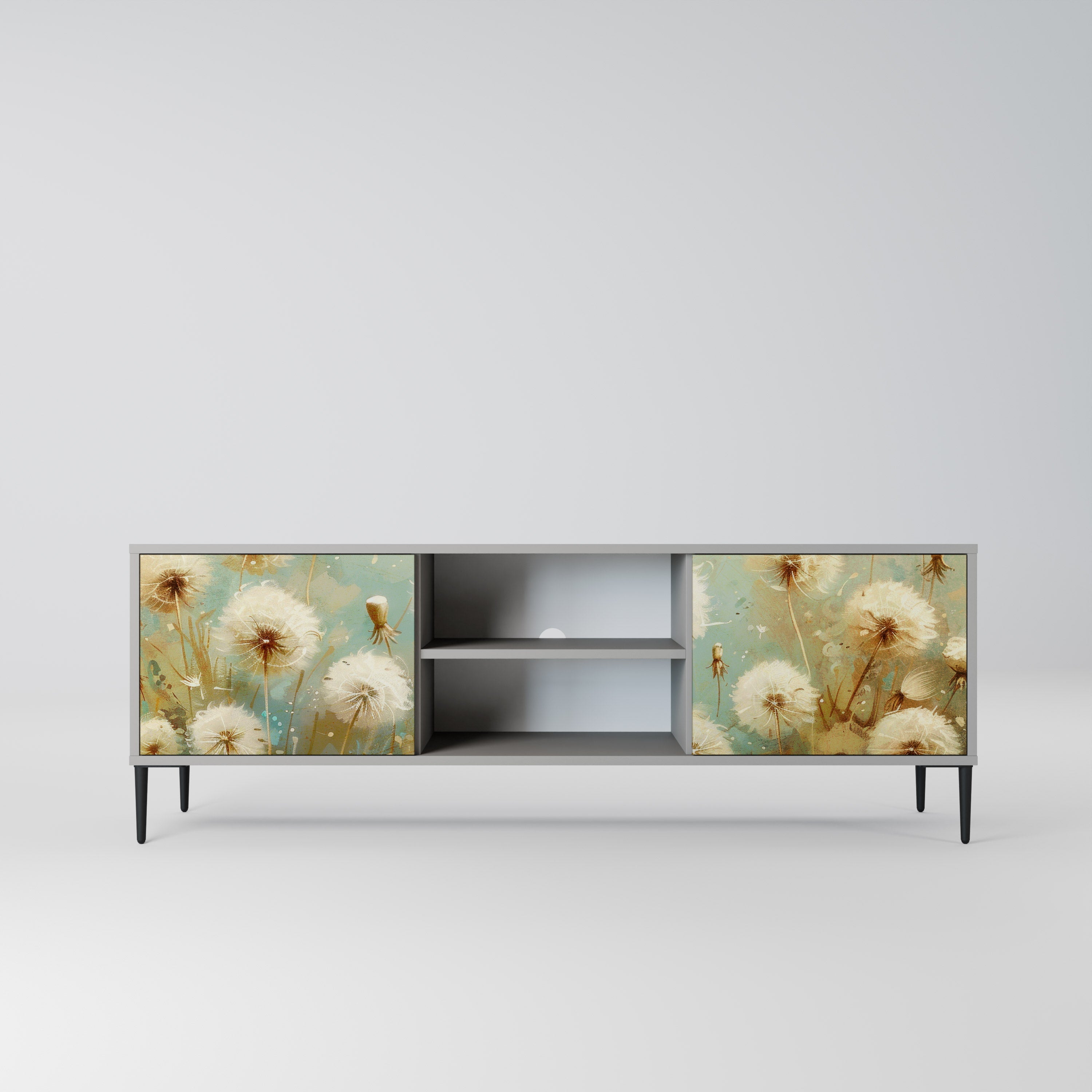 DREAMY MEADOW Móvel de TV com 2 Portas em Acabamento Cinzento