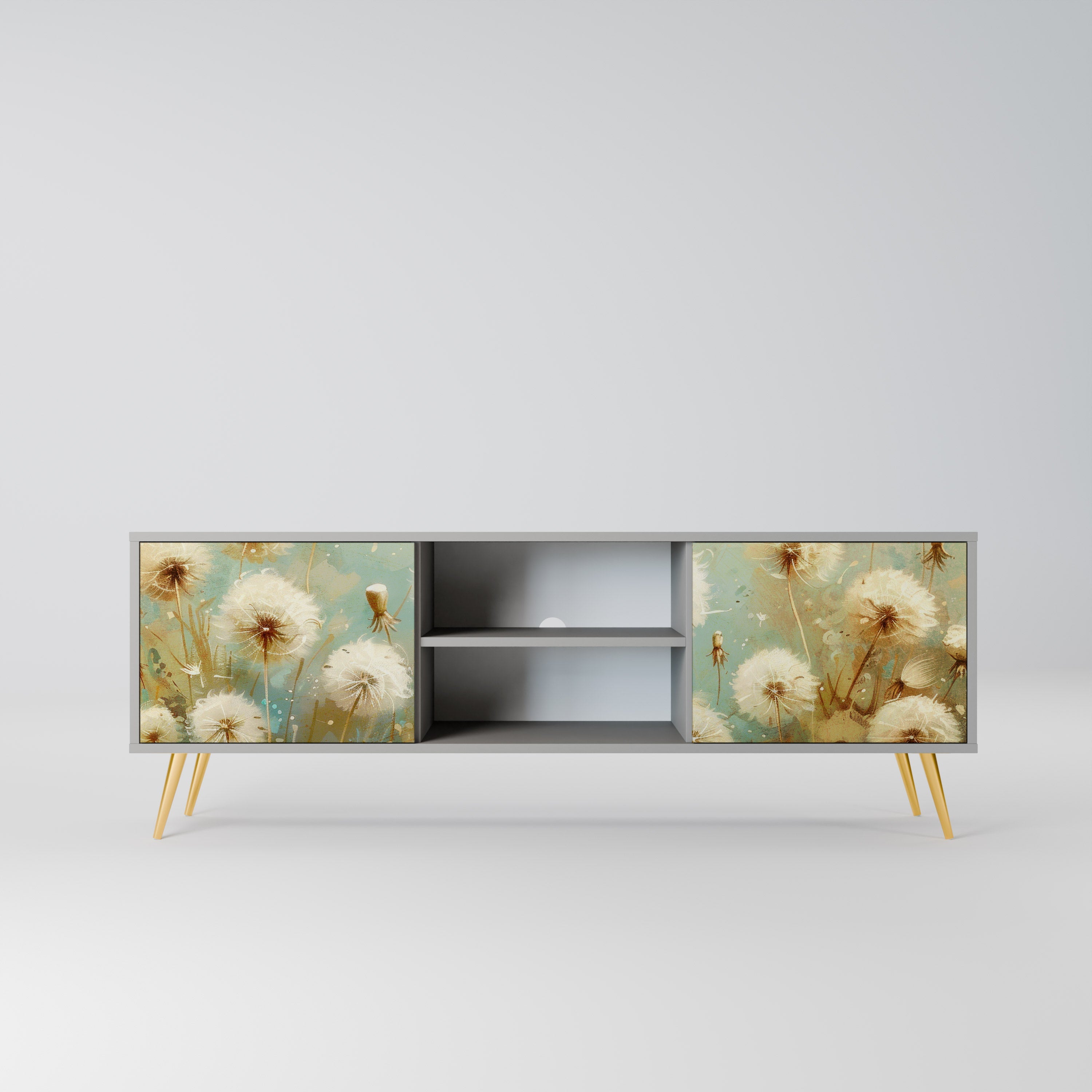 DREAMY MEADOW Móvel de TV com 2 Portas em Acabamento Cinzento
