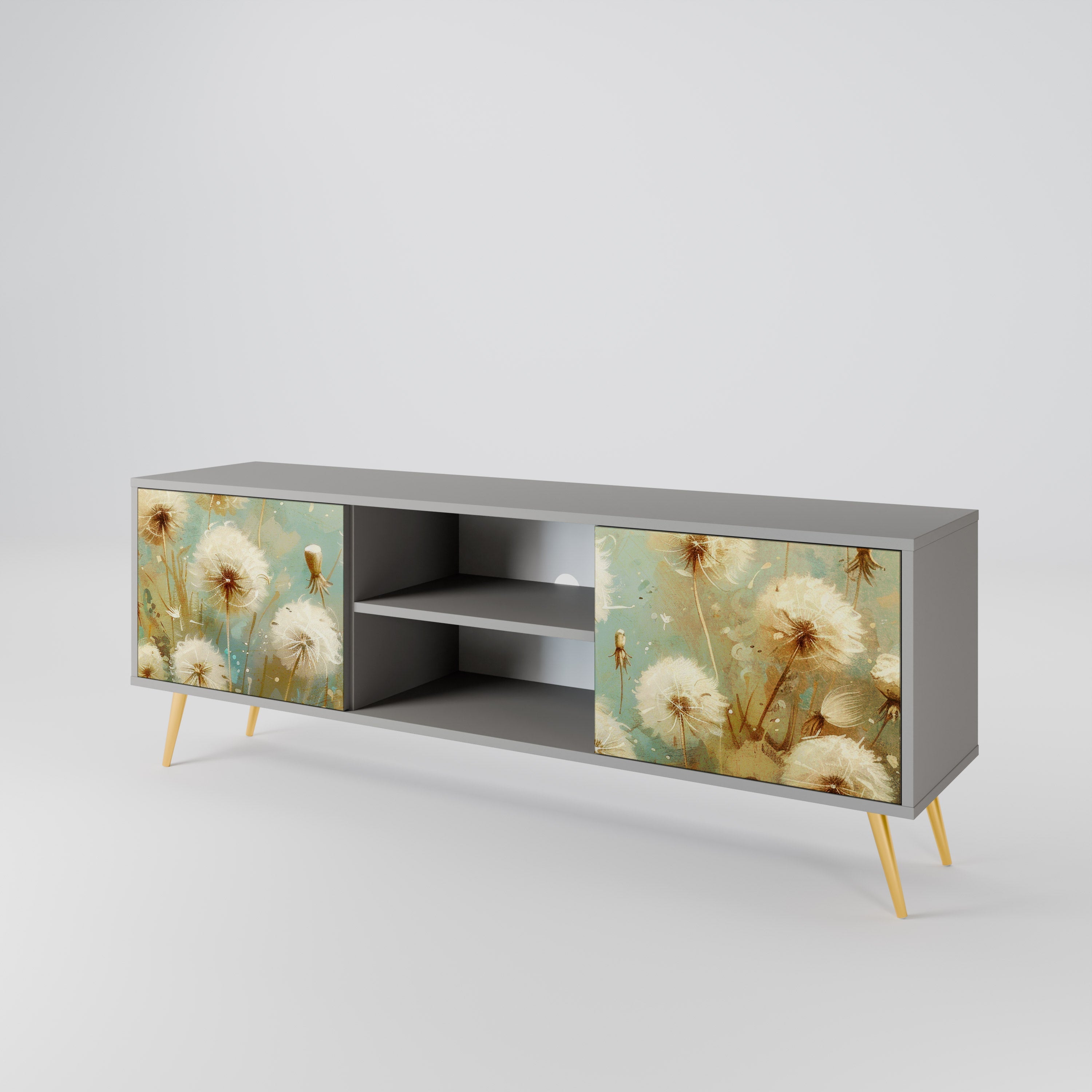 DREAMY MEADOW Móvel de TV com 2 Portas em Acabamento Cinzento