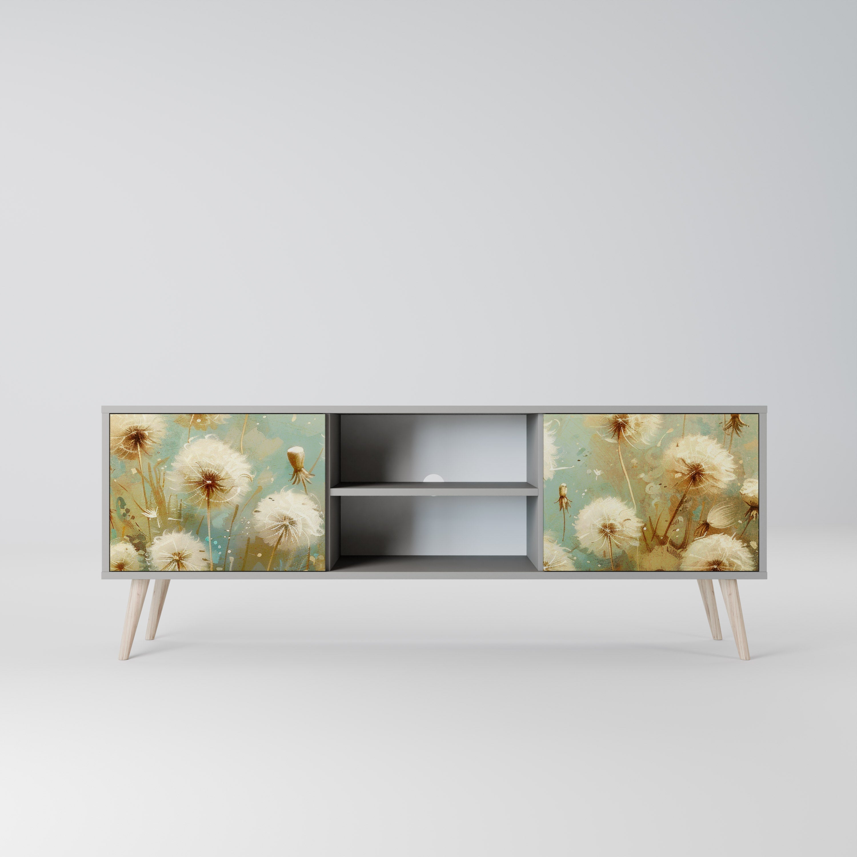 DREAMY MEADOW Móvel de TV com 2 Portas em Acabamento Cinzento
