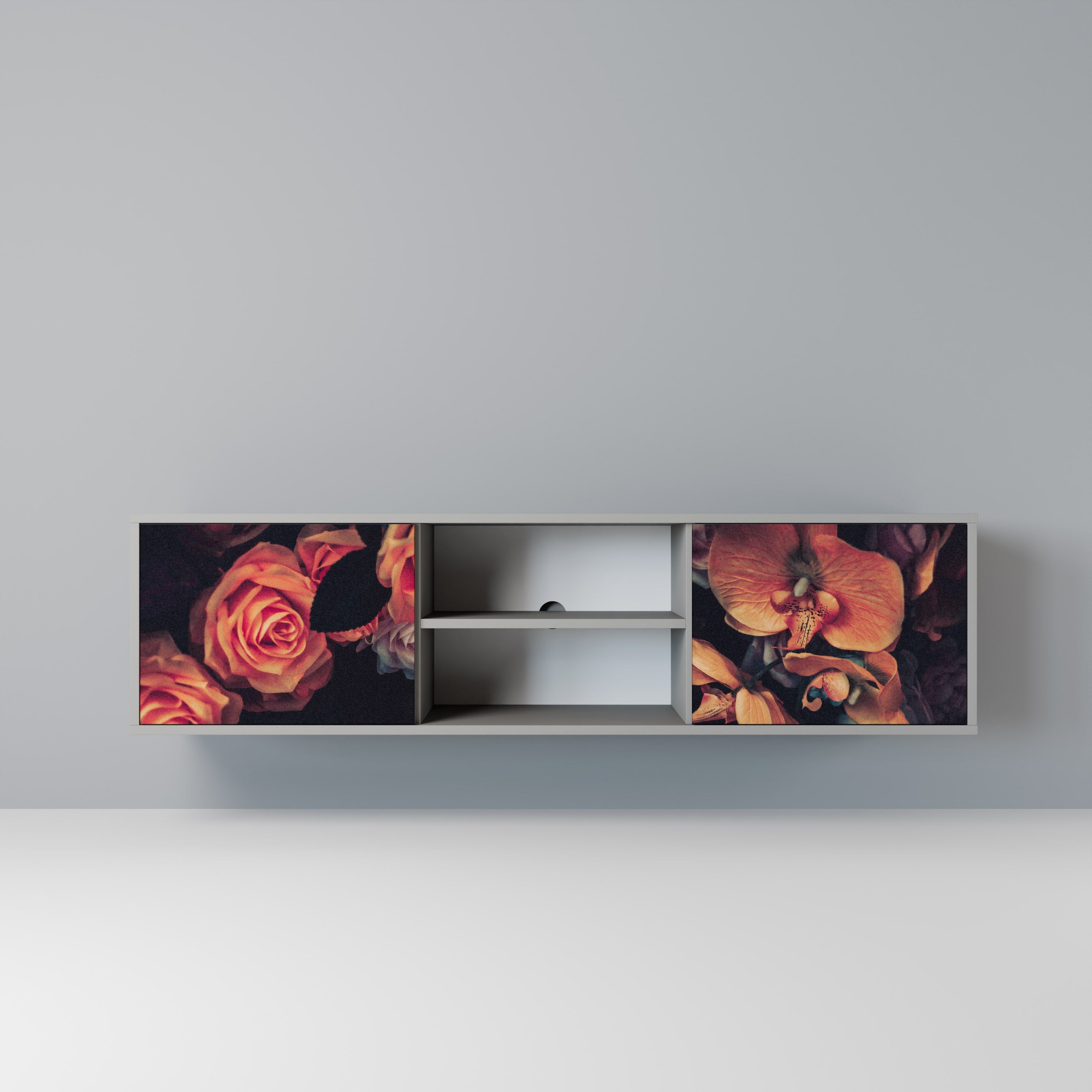 NEVERENDING BLOOM Móvel de TV com 2 Portas em Acabamento Cinzento