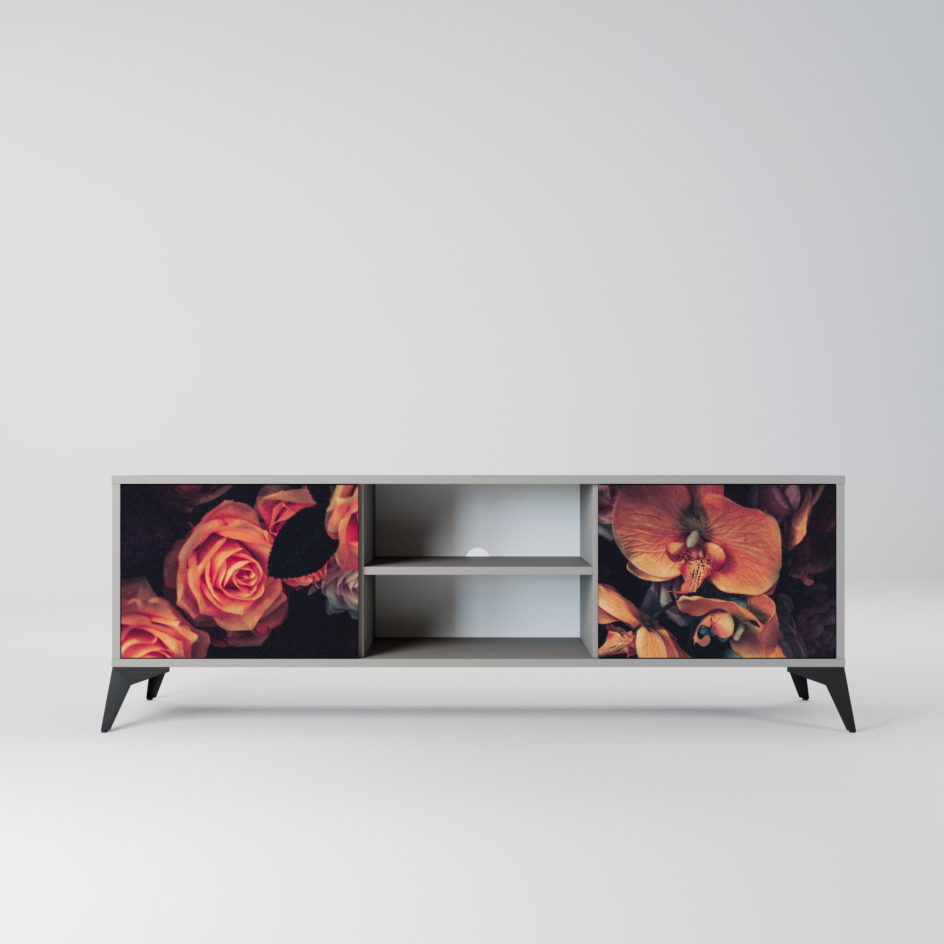 NEVERENDING BLOOM Móvel de TV com 2 Portas em Acabamento Cinzento