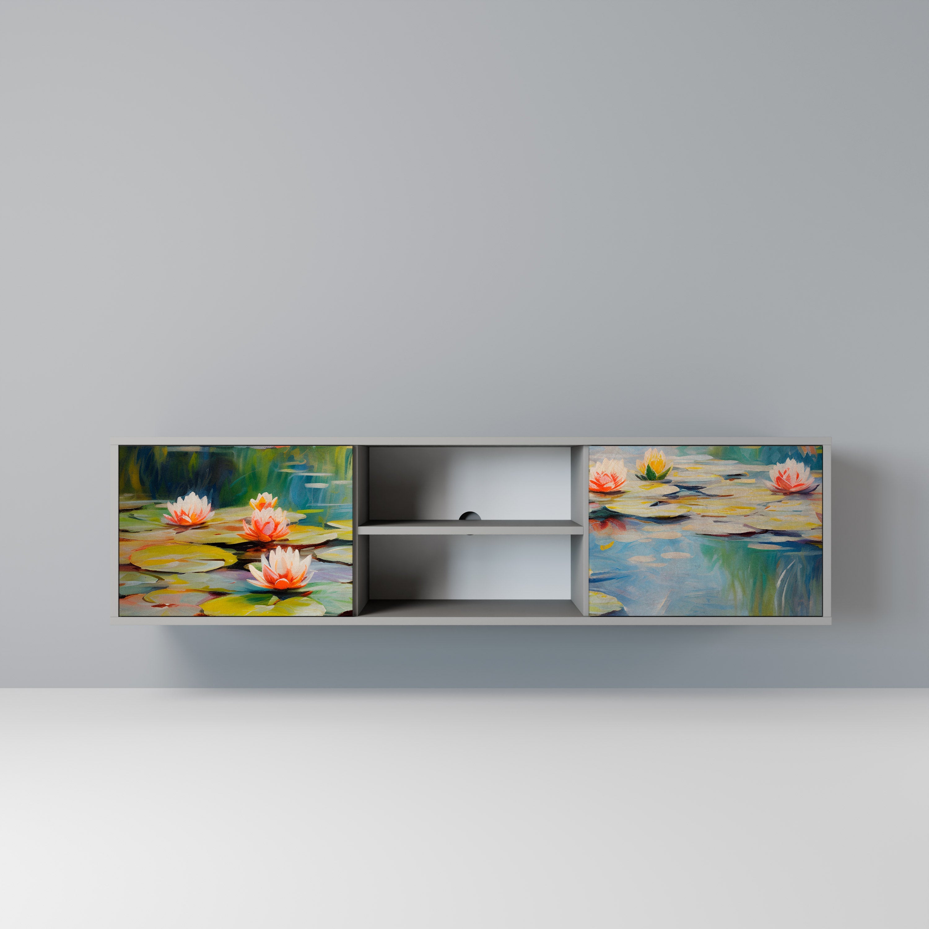 BLOOMING WATERS Móvel de TV com 2 Portas em Acabamento Cinzento