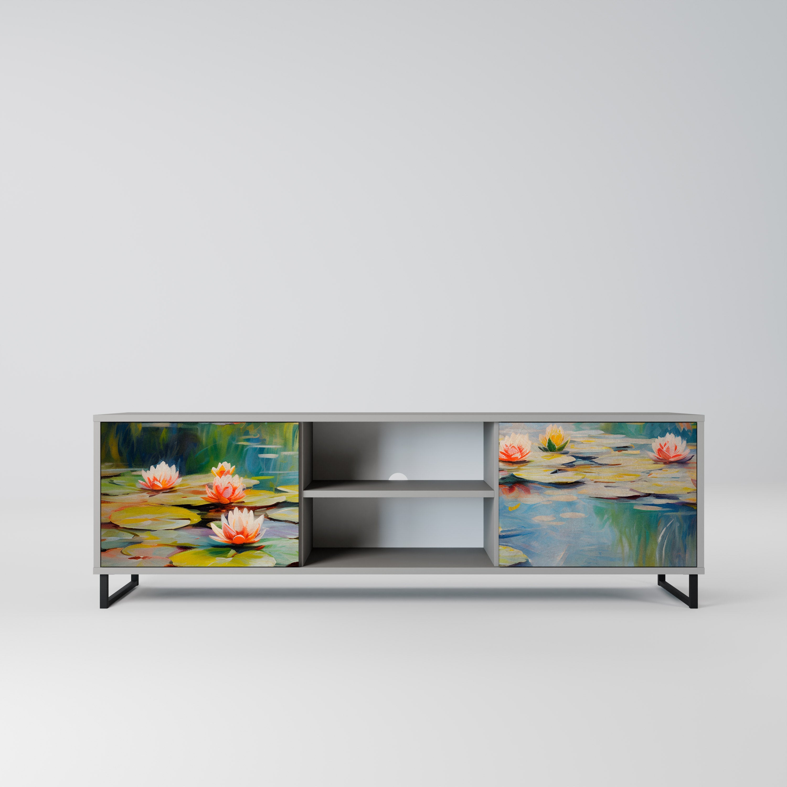 BLOOMING WATERS Móvel de TV com 2 Portas em Acabamento Cinzento