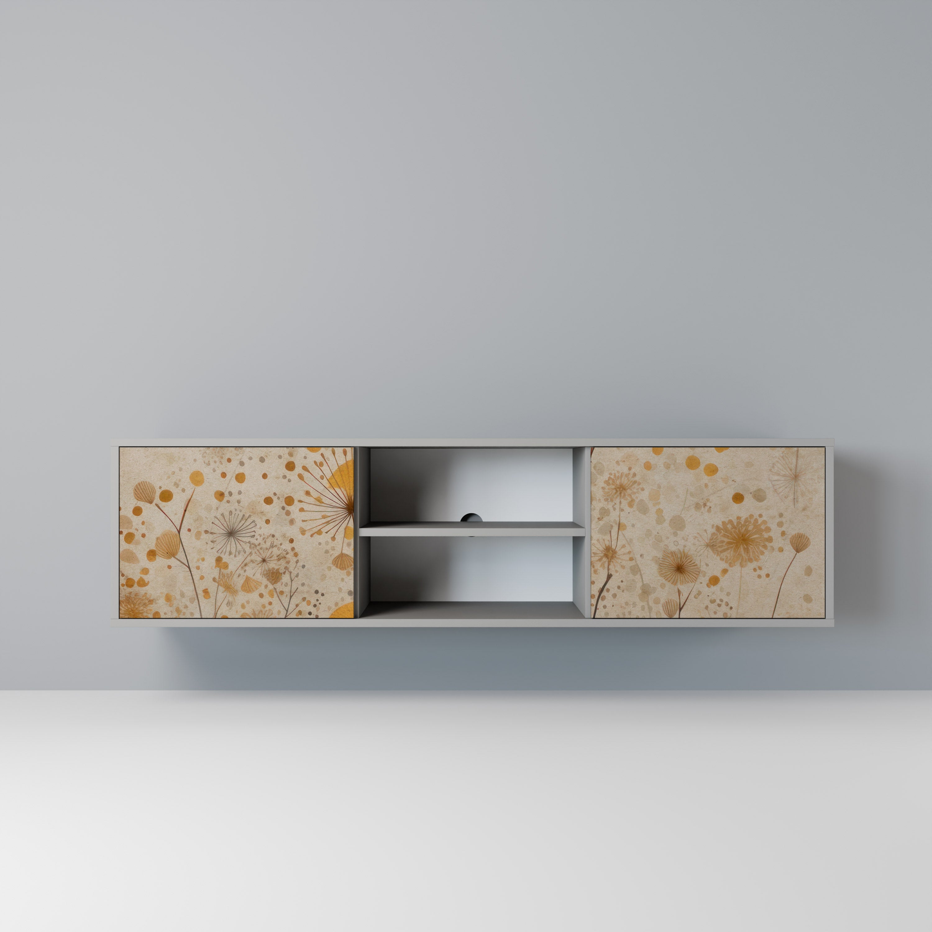 MORNING GLADE Móvel de TV com 2 Portas em Acabamento Cinzento