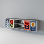 SCANDIC FLOWERET Móvel de TV com 2 Portas em Acabamento Cinzento