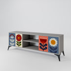 SCANDIC FLOWERET Móvel de TV com 2 Portas em Acabamento Cinzento