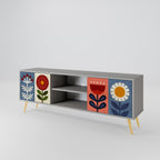 SCANDIC FLOWERET Móvel de TV com 2 Portas em Acabamento Cinzento