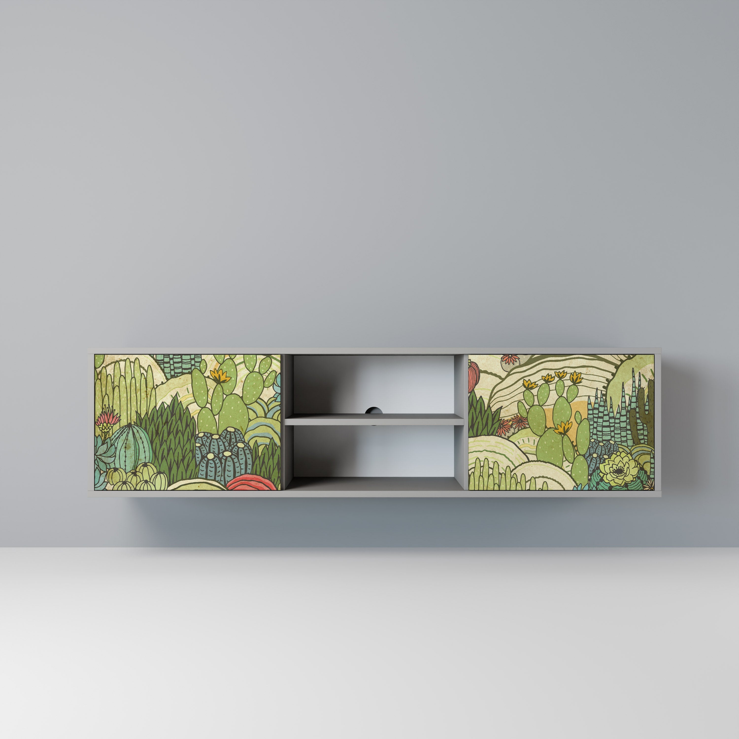 SUCCULENTS KALEIDOSCOPE Móvel de TV com 2 Portas em Acabamento Cinzento