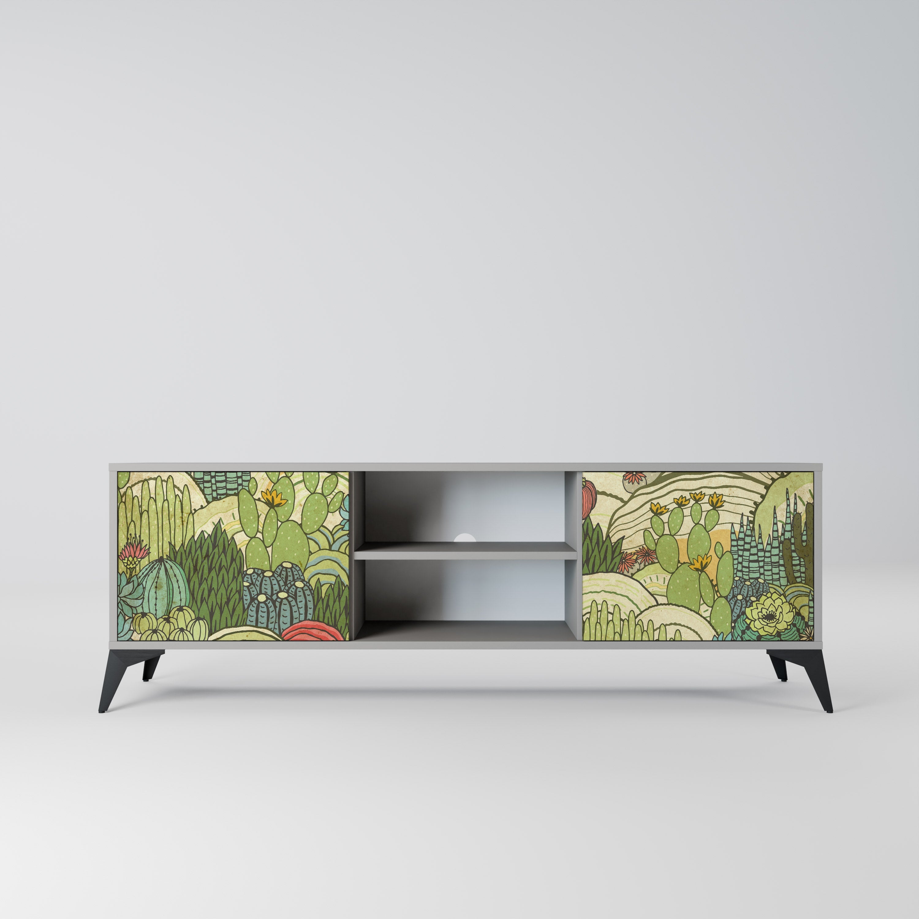 SUCCULENTS KALEIDOSCOPE Móvel de TV com 2 Portas em Acabamento Cinzento