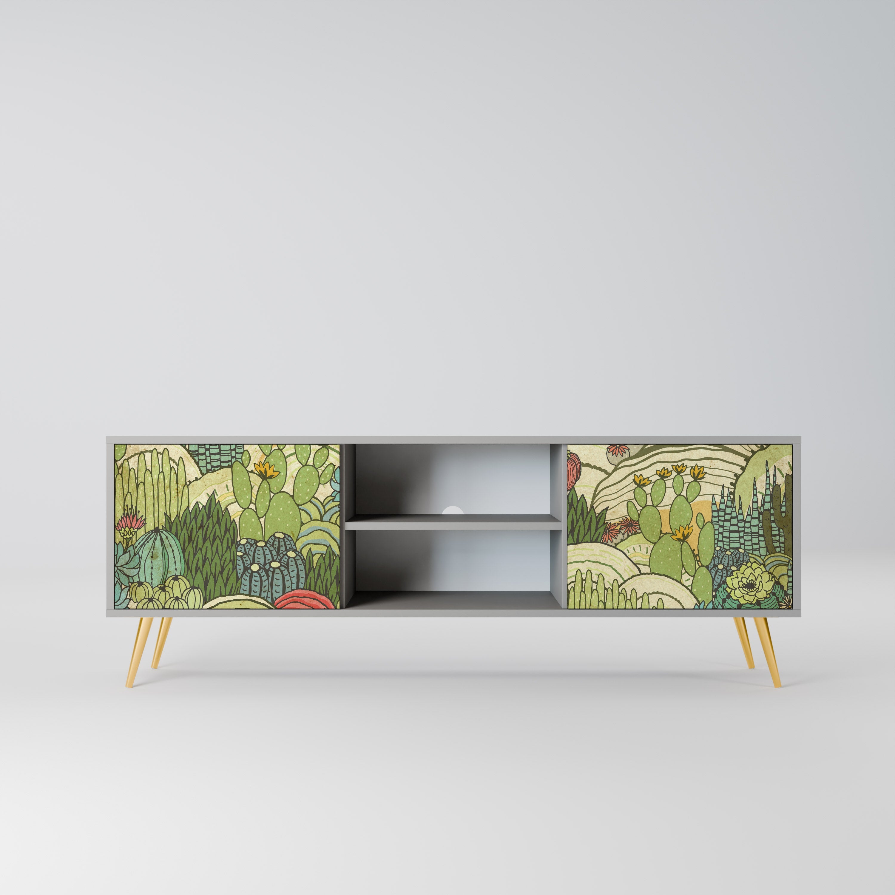 SUCCULENTS KALEIDOSCOPE Móvel de TV com 2 Portas em Acabamento Cinzento