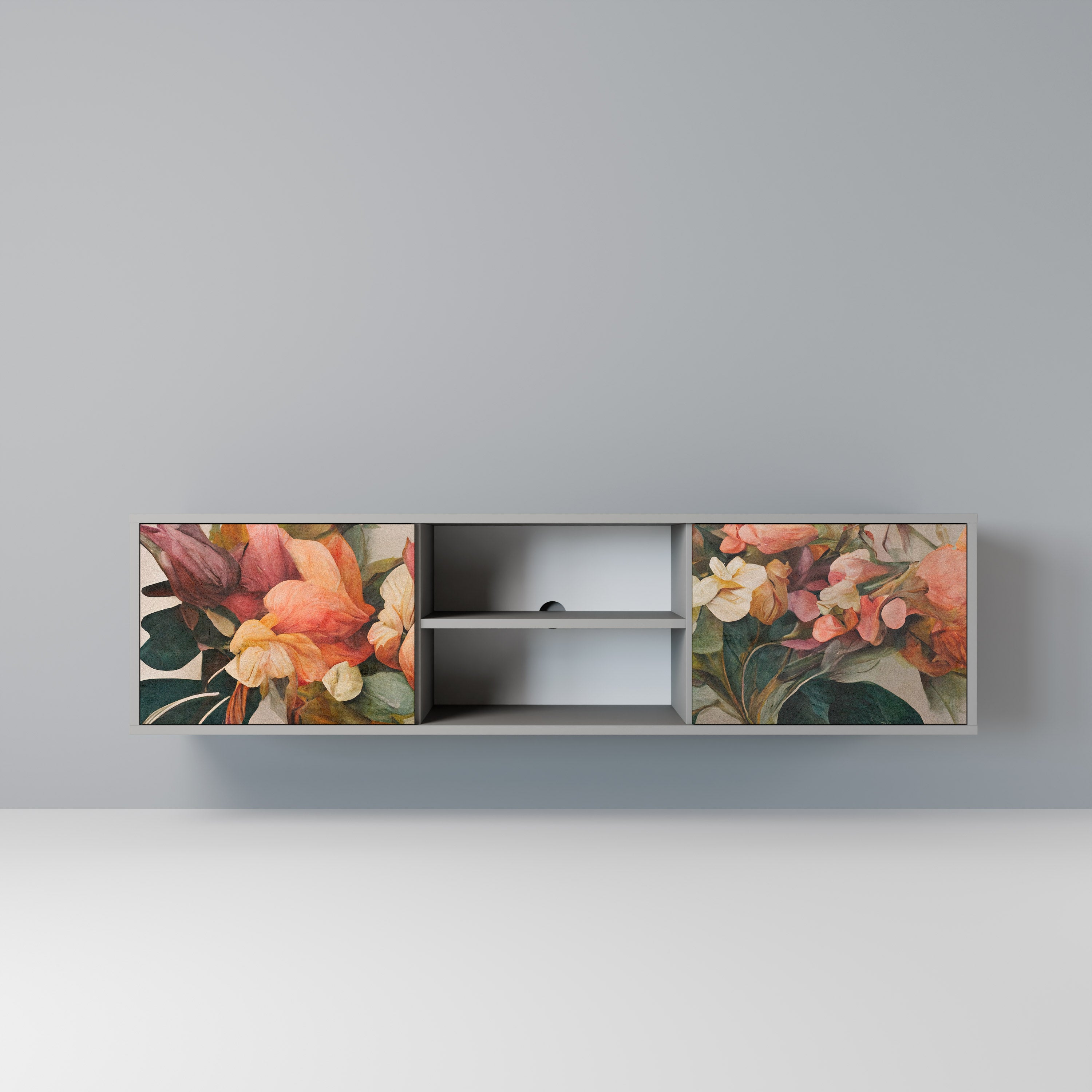 STYLISH BEAUTY Móvel de TV com 2 Portas em Acabamento Cinzento